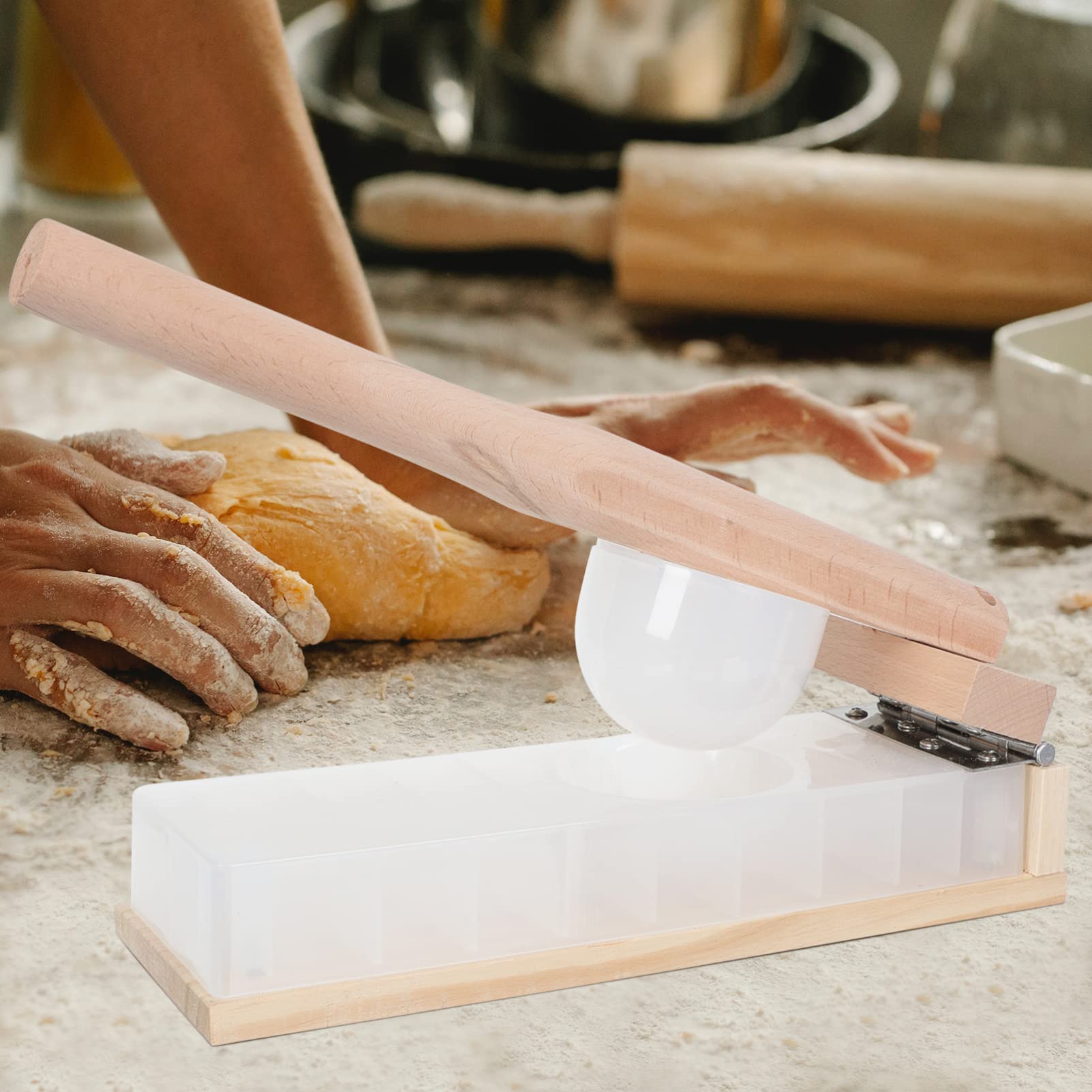 GANAZONO Tortilla Press - Plastic & Wood Dumpling Maker for Baozi, Pierogi, Ravioli & Hand Pies - Dough Press & Pastry Kitchen Tool for Homemade Mexican, Chinese & Italian Cuisine