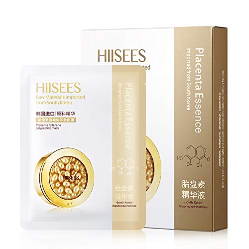 **Placenta Essence Peptide Fullerene Firming Mask - Anti Aging & Anti Wrinkle Facial Mask for Lifting & Tightening, 30ml x 5pcs - Hydrating & Rejuvenating for Glowing Skin**    *(Perfect for Daily Skincare Routine, Spa Nights, or Post-Travel Skin Recovery)*