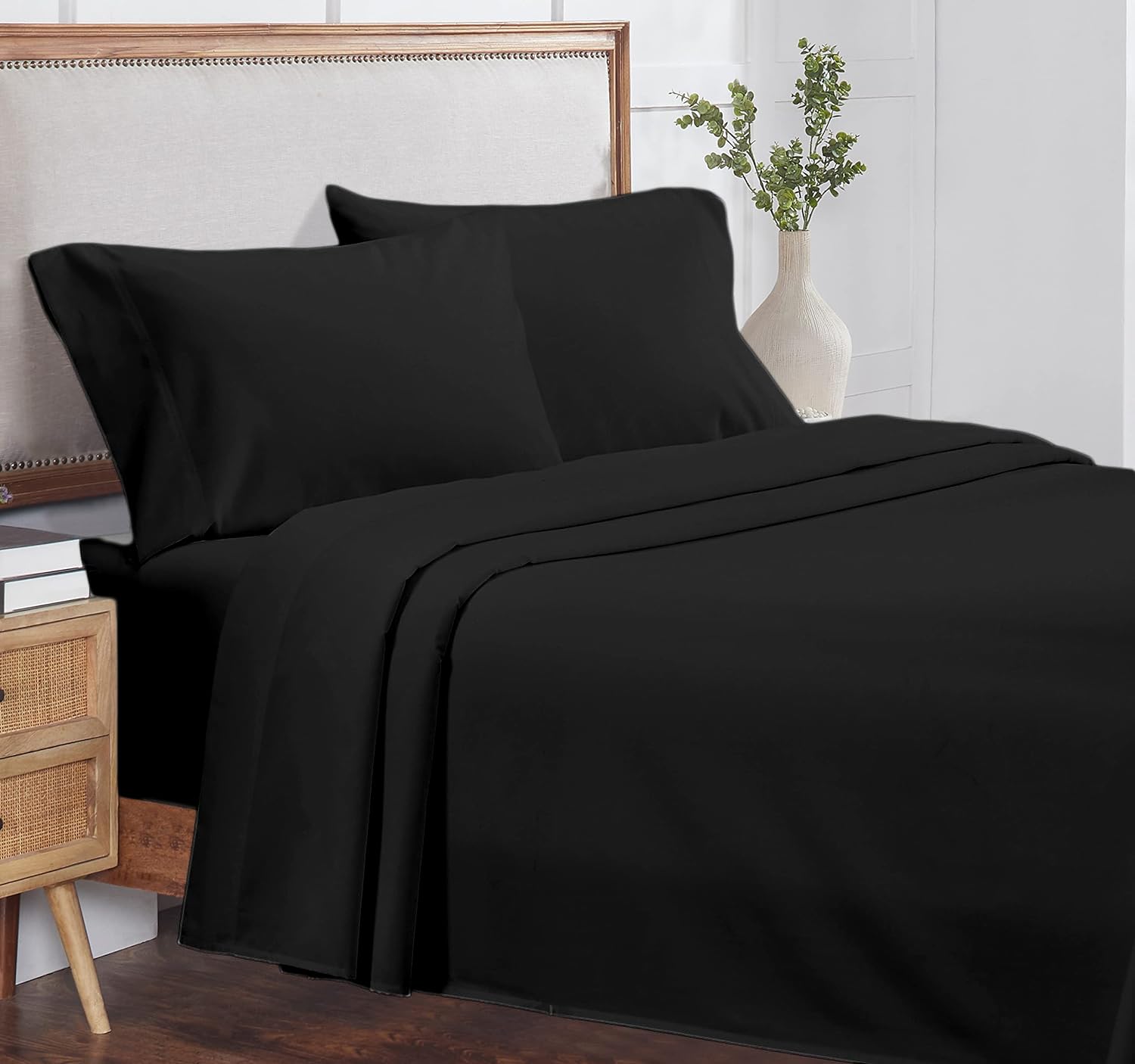 4Pc Queen Size Sheet Set - 100% Organic Cotton, 800 Thread Count, Soft & Breathable Luxury Bed Sheets with 8-12