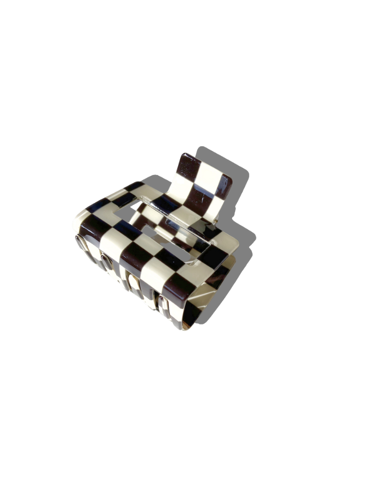 Black and White Checkered Claw Hair Clip for Women - Non-Slip Hair Claw Clips for Thick Hair - Perfect for School, Work, and Everyday Hairstyles