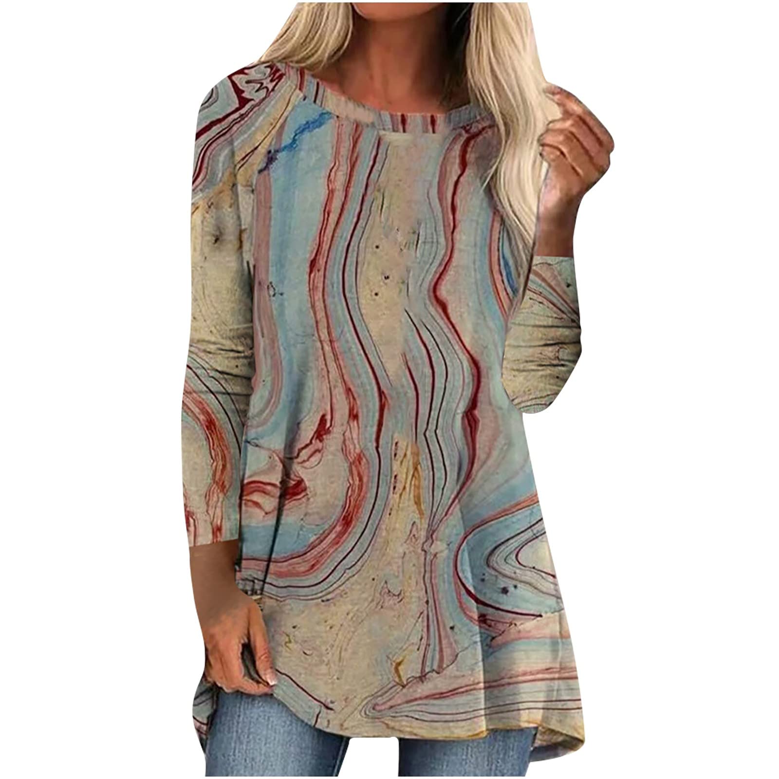Women's Plus Size Long Sleeve Tunic Tops - Leopard Print & Color Block Christmas Blouses & Sweatshirts for Casual Wear, Holiday Parties & Office Outfits