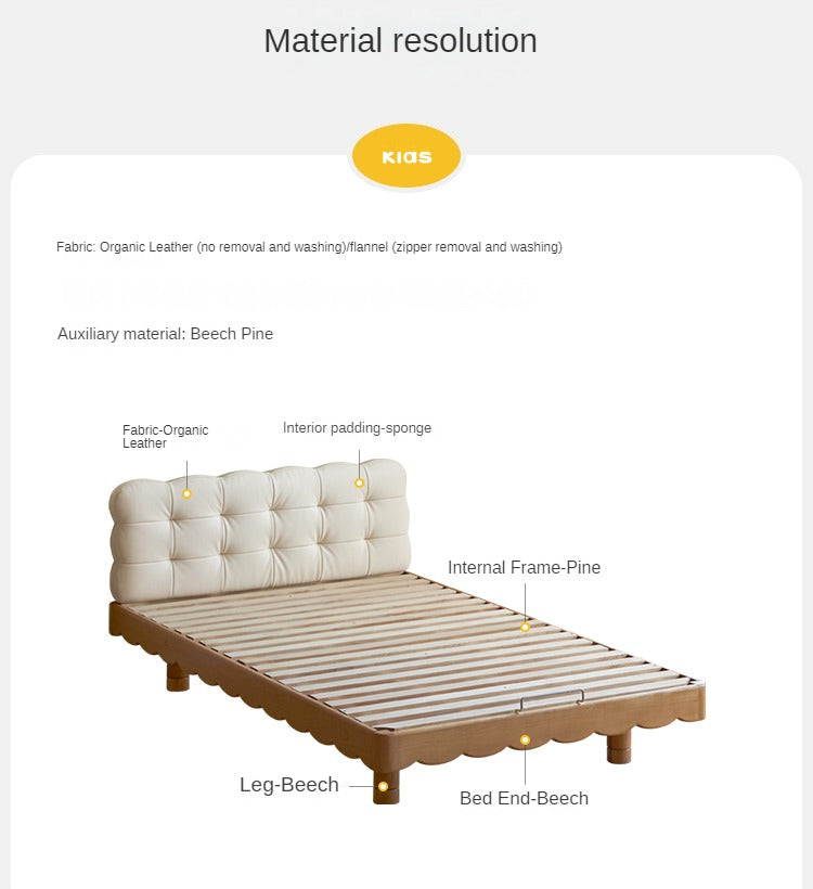 Solid Beech Wood Kids Platform Bed - No Headboard, Eco-Friendly & Sturdy for Toddler & Children's Bedroom - Perfect for Small Spaces & Montessori Style Rooms