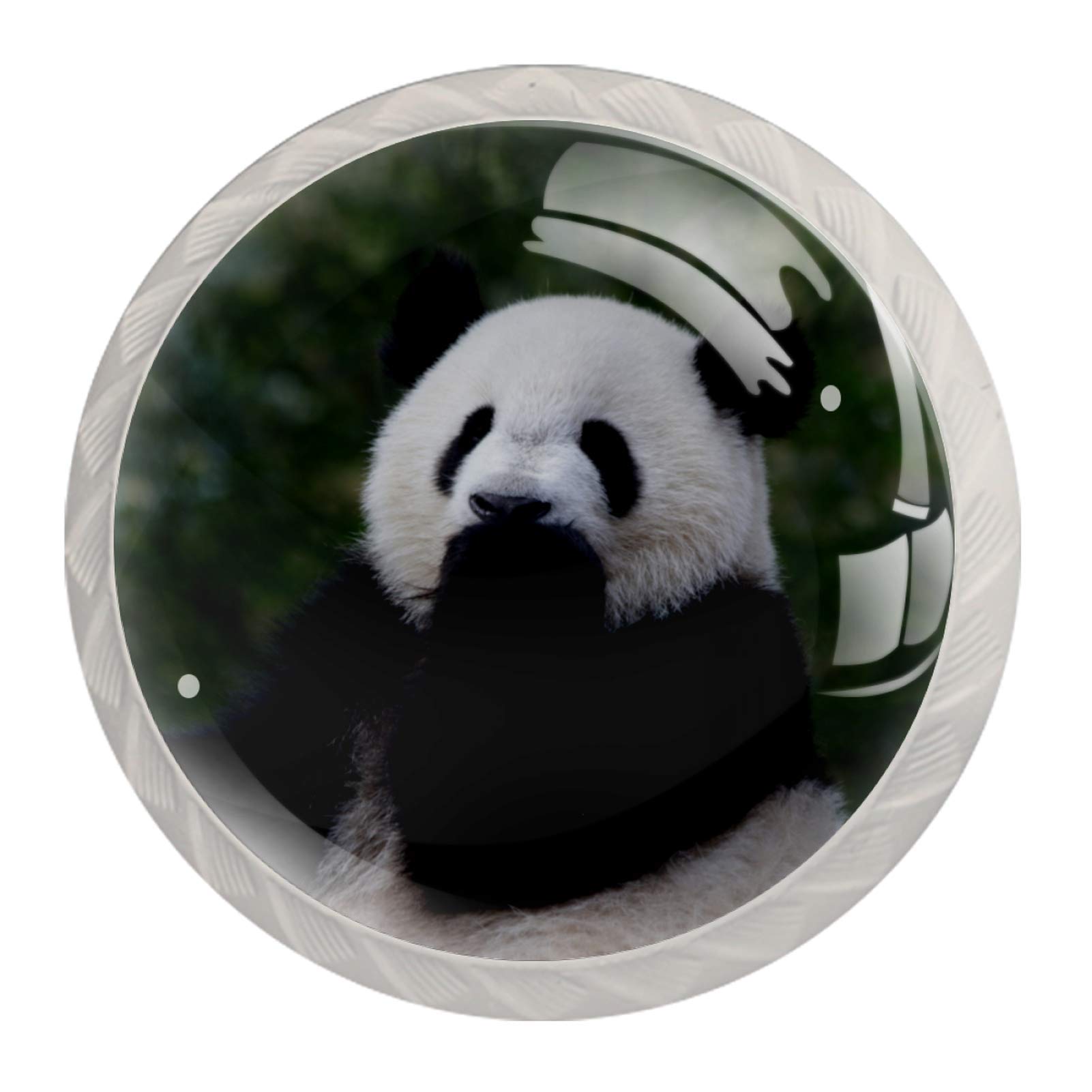 Panda Cabinet Knobs - 4PCs Round Pull Handles for Kitchen & Dresser Drawers