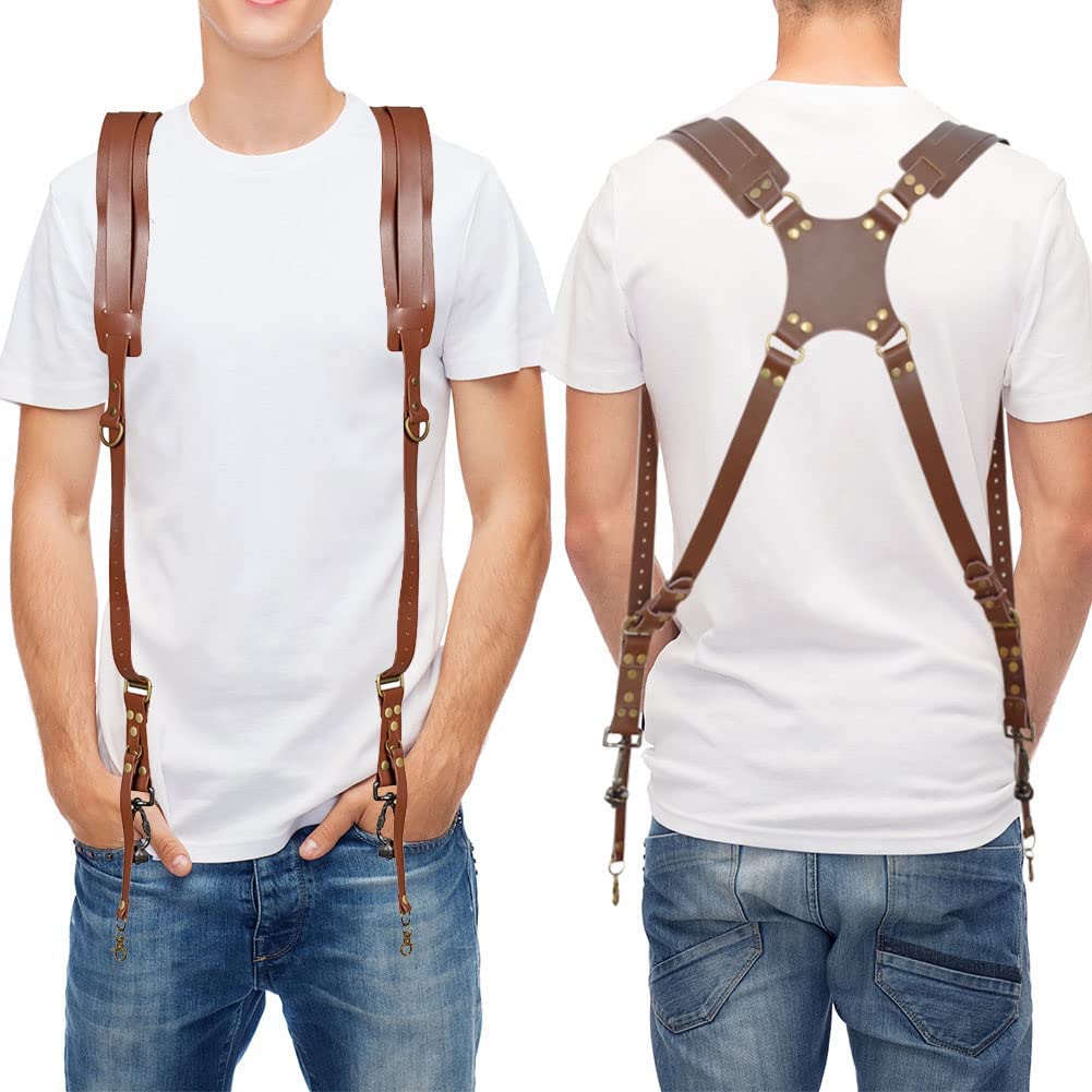 Jumyee Adjustable Dual Camera Shoulder Strap for DSLR/SLR - Premium Leather Camera Harness for Photographers - Perfect for Wedding, Travel & Outdoor Photography