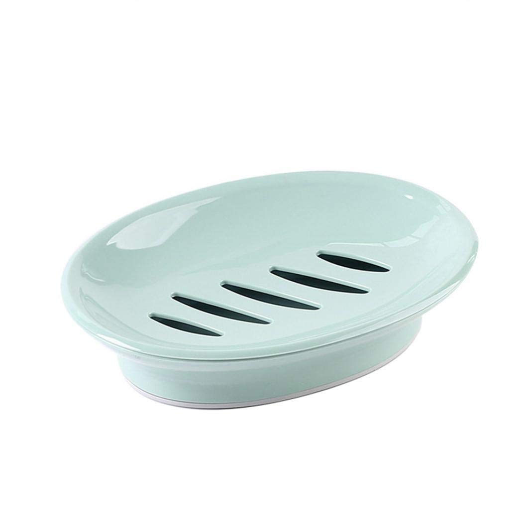 Double Layer Soap Saver Case with Drainage - Oval Shower Soap Dish Holder for Bathroom & Kitchen - Blue (Perfect for Organizing Bar Soaps in Showers, Sinks, and Countertops)