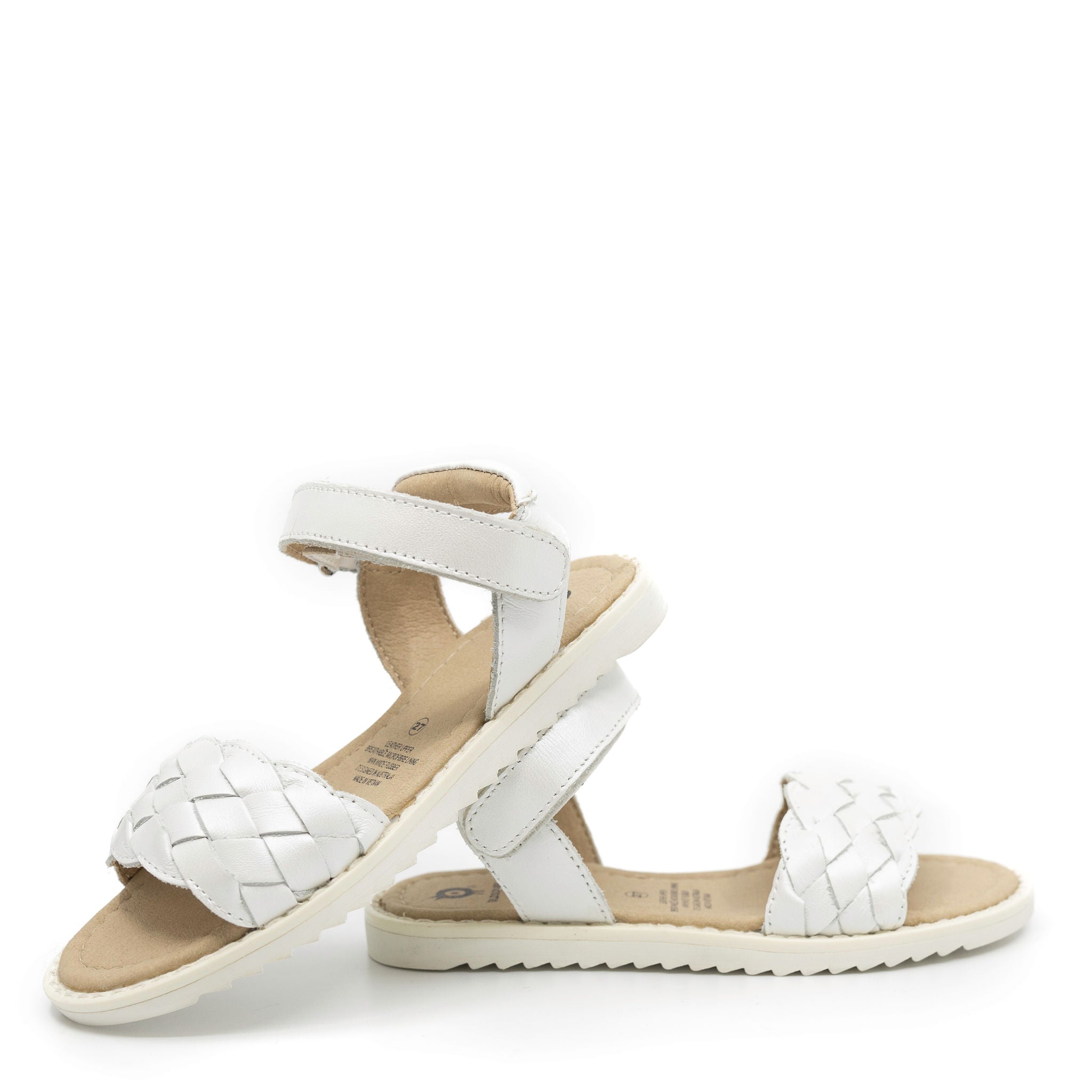 Old Soles White Braided Velcro Sandals for Kids - Comfortable & Stylish Summer Shoes for Beach, Pool & Outdoor Play