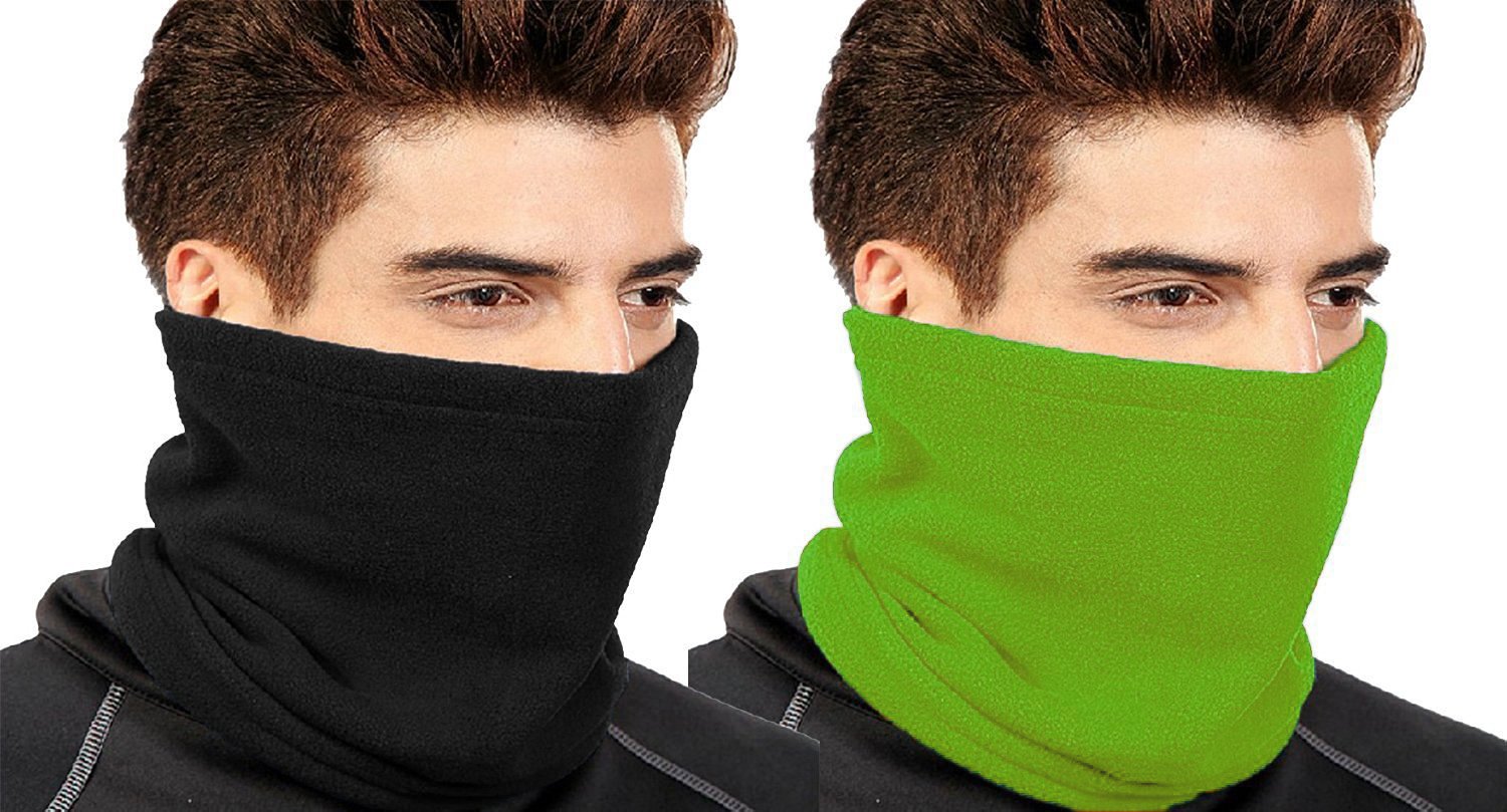 Warm Thick Knit One Hole Balaclava Face Mask for Snowboarding, Biking & Outdoor Sports - Green Black - Cold Weather Protection for Skiing, Motorcycling & Winter Activities