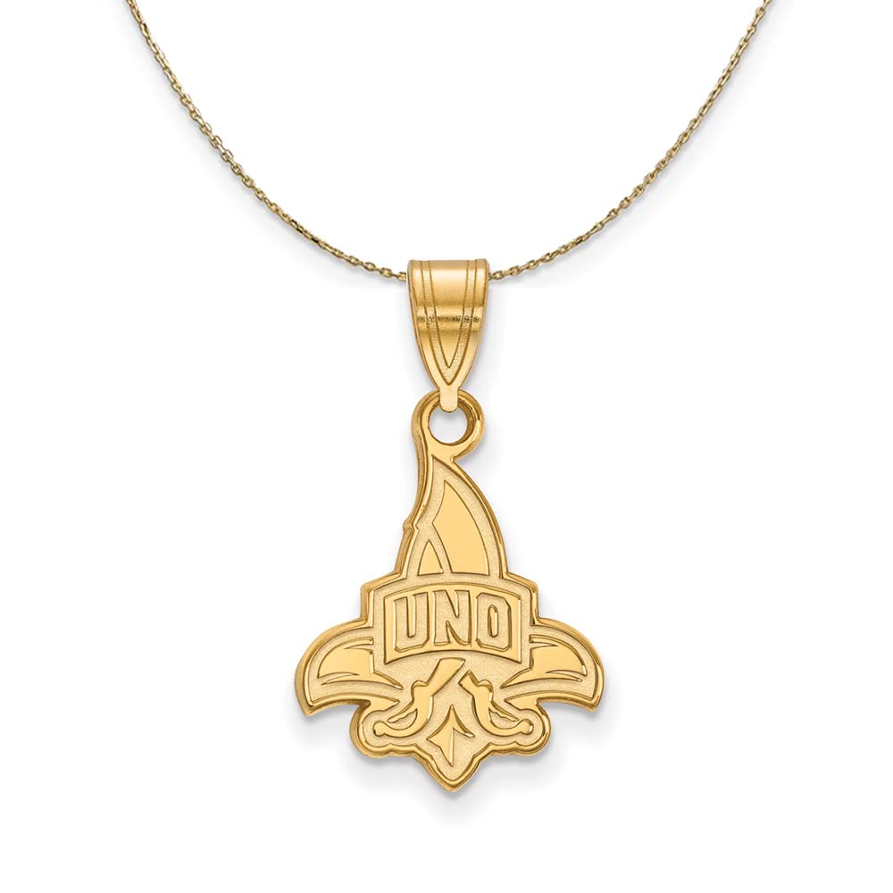 14k Yellow Gold University of New Orleans Black Bow Medium Necklace - Perfect for Graduation Gifts, Alumni Pride & School Spirit Jewelry