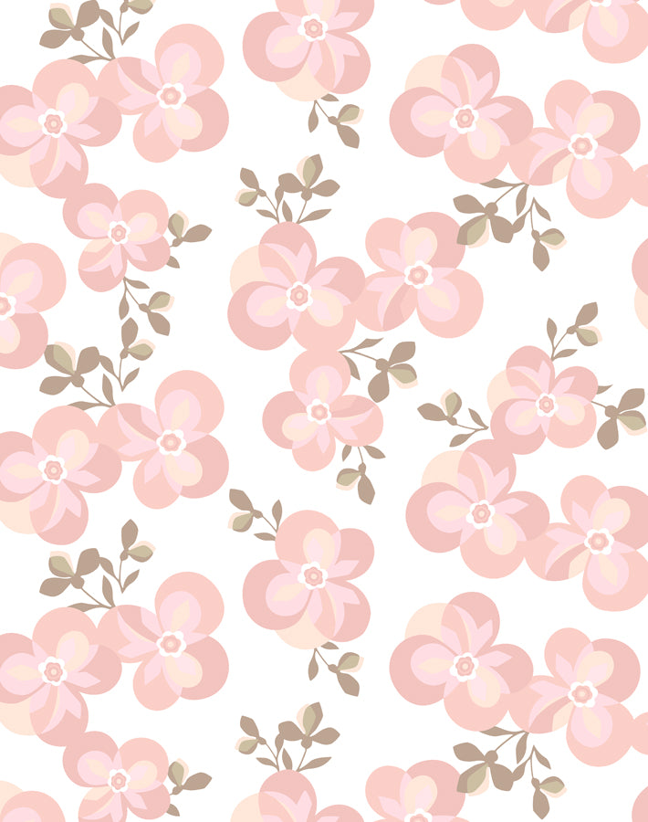Tea Collection Graphic Flower Wallpaper in Ballet Slipper - Perfect for Nursery, Bedroom, and Home Decor