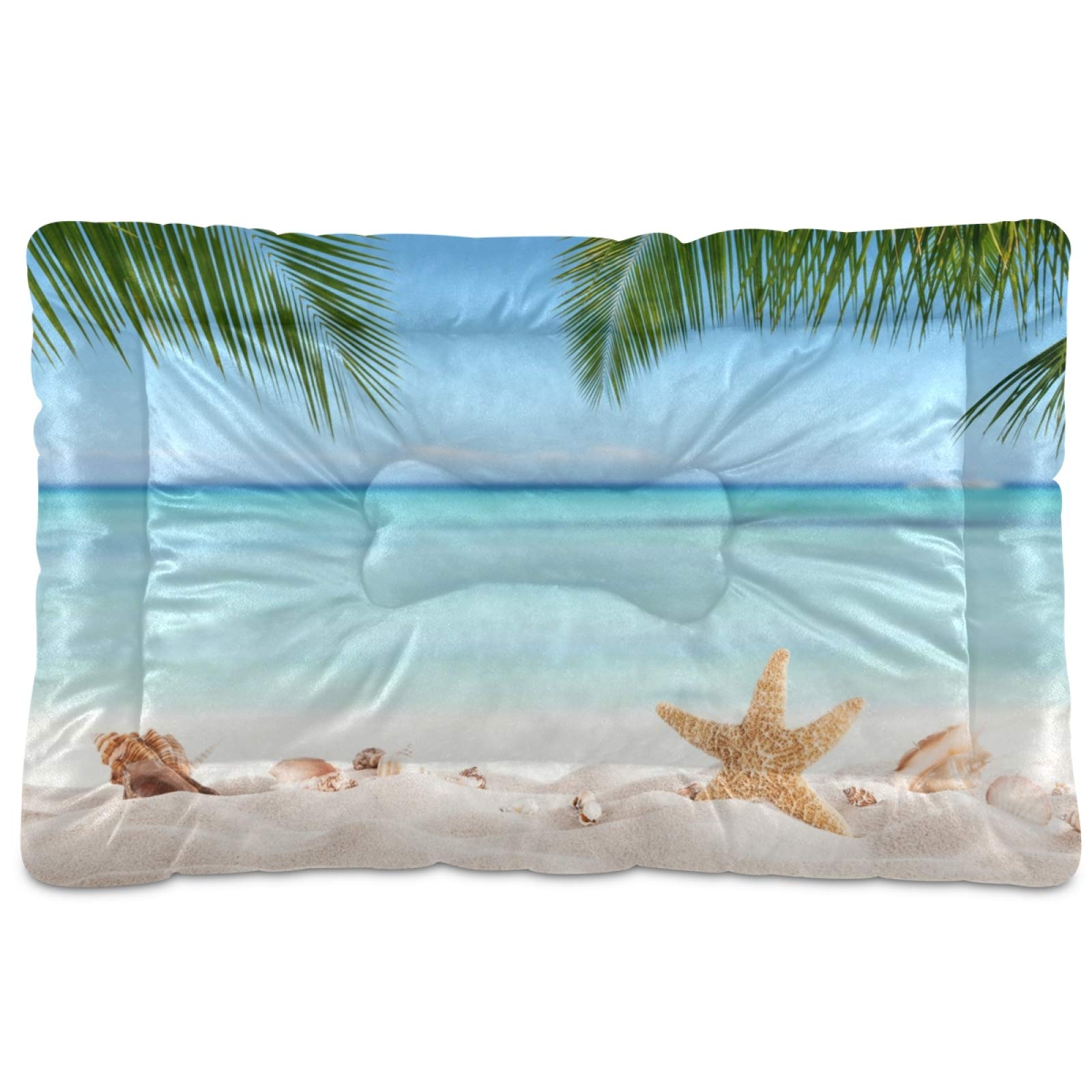 Ultra Soft Summer Beach Dog Bed for Small & Medium Dogs - Rectangle Comfortable Calming Pet Bed (24x18 Inches) for Indoor & Outdoor Use - Perfect for Beach Trips, Travel, and Home Relaxation