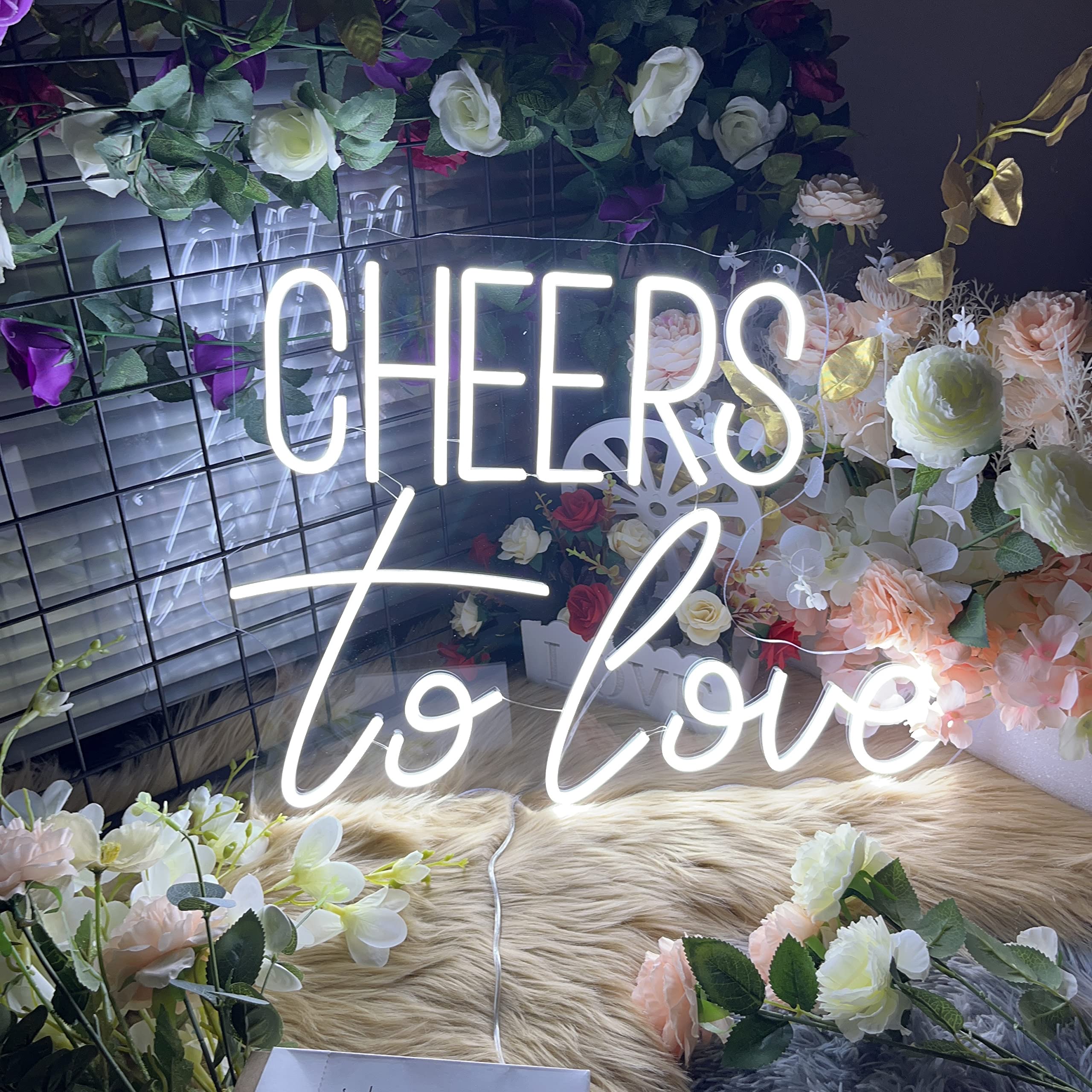 Cheers To Love Neon Sign - Custom Wedding Wall Decor & Bedroom Lighting - Perfect for Home, Room, and Party Decorations - Unique Wedding Gifts for Women, Brides, Couples