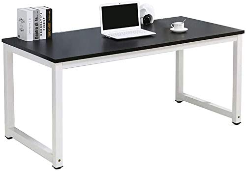 43 Inch Black Wooden Computer Desk - Large Gaming & Writing Desk for PC, Laptop, Study & Home Office Workstation - Perfect for Small Spaces & Modern Home Offices