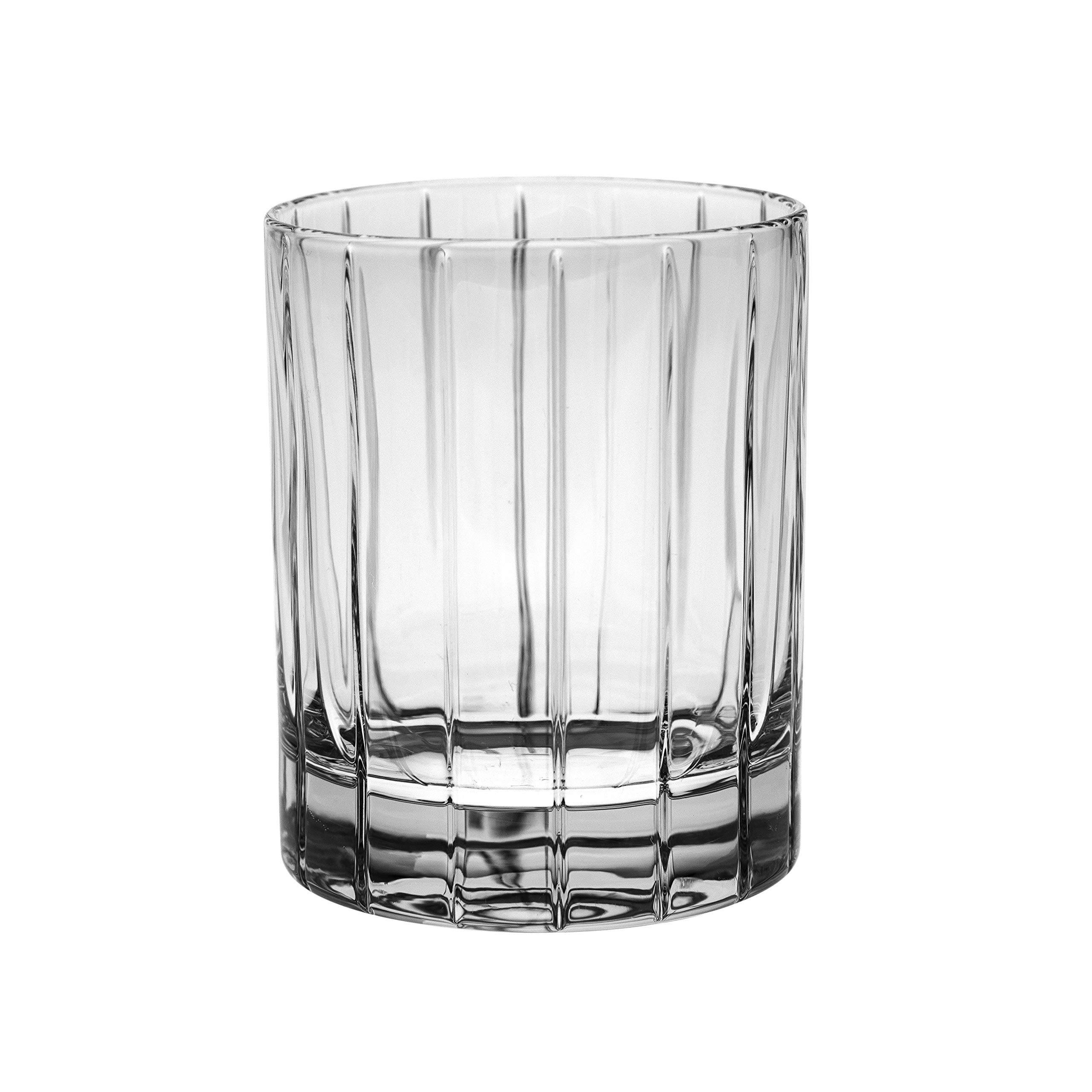 Barski Premium European Crystal Glass Set - 6 Double Old Fashioned Tumblers (13 oz) with Classic Clear Striped Design - Elegant Barware for Cocktails, Whiskey & Home Entertaining - Handcrafted in Europe