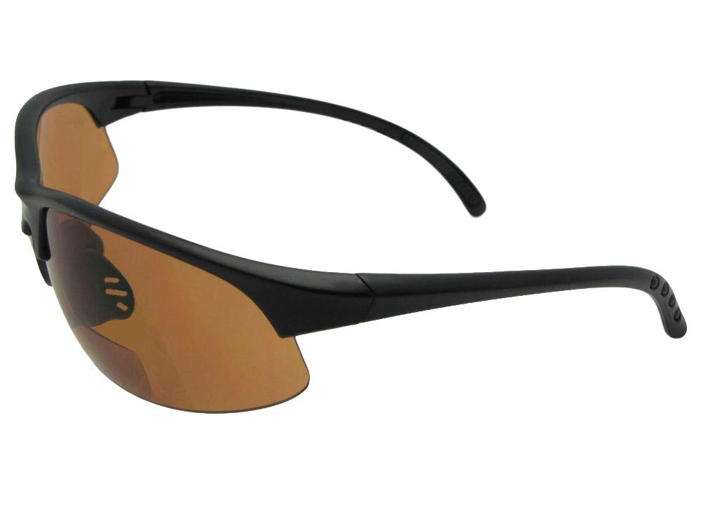 Semi Rimless Bifocal Sunglasses B33 - Reading & Distance Vision - Lightweight UV Protection Eyewear for Driving, Fishing, and Outdoor Activities