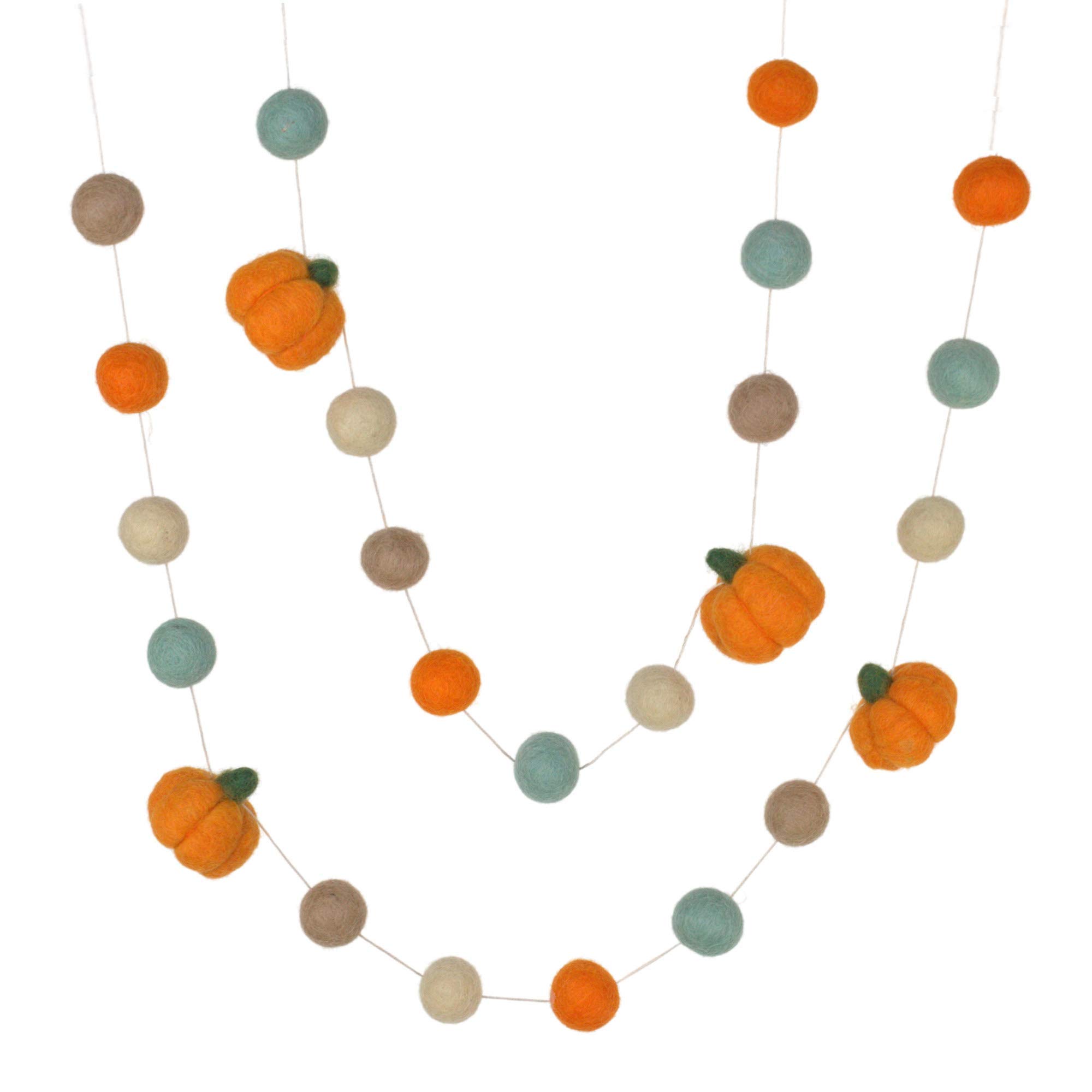 Orange Teal Felt Pumpkin Garland - 1