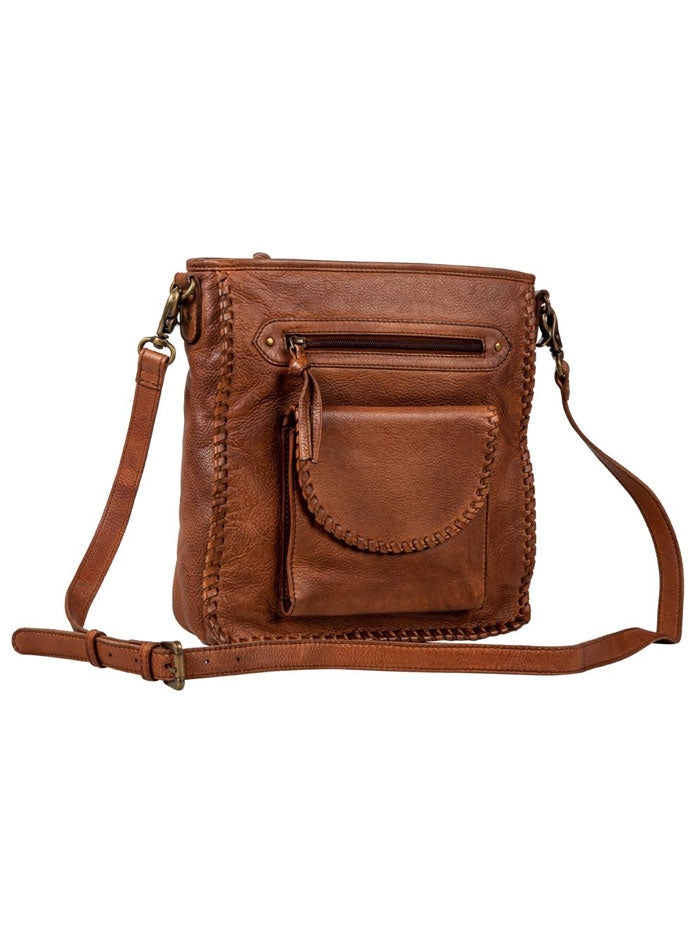 Myra Bag S 8135 Women's Santa Clara Canyon Stitched Leather Handbag in Brown - Perfect for Work, Travel & Everyday Use