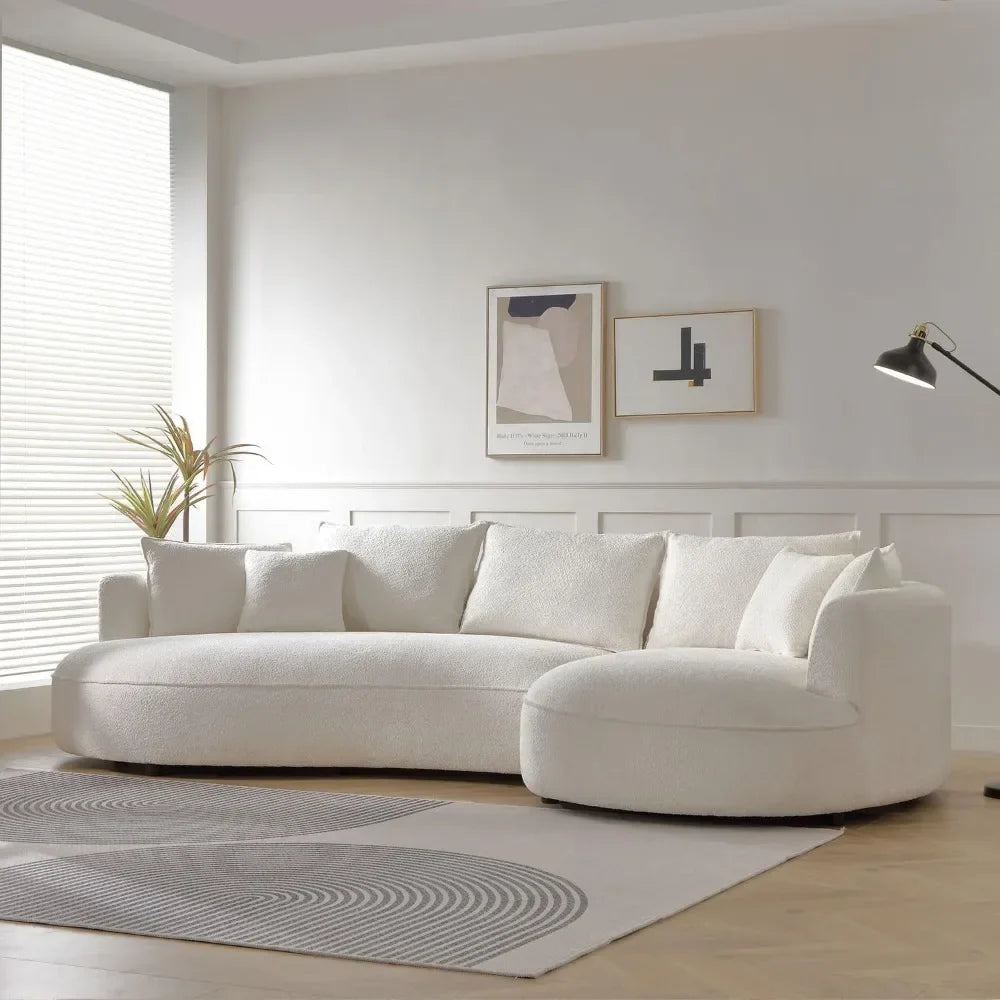 Luxury Curved Sectional Boucle Sofa Couch – Modern Comfortable Living Room Furniture for Small Spaces & Apartments | Perfect for Lounge, Family Room & Contemporary Home Decor