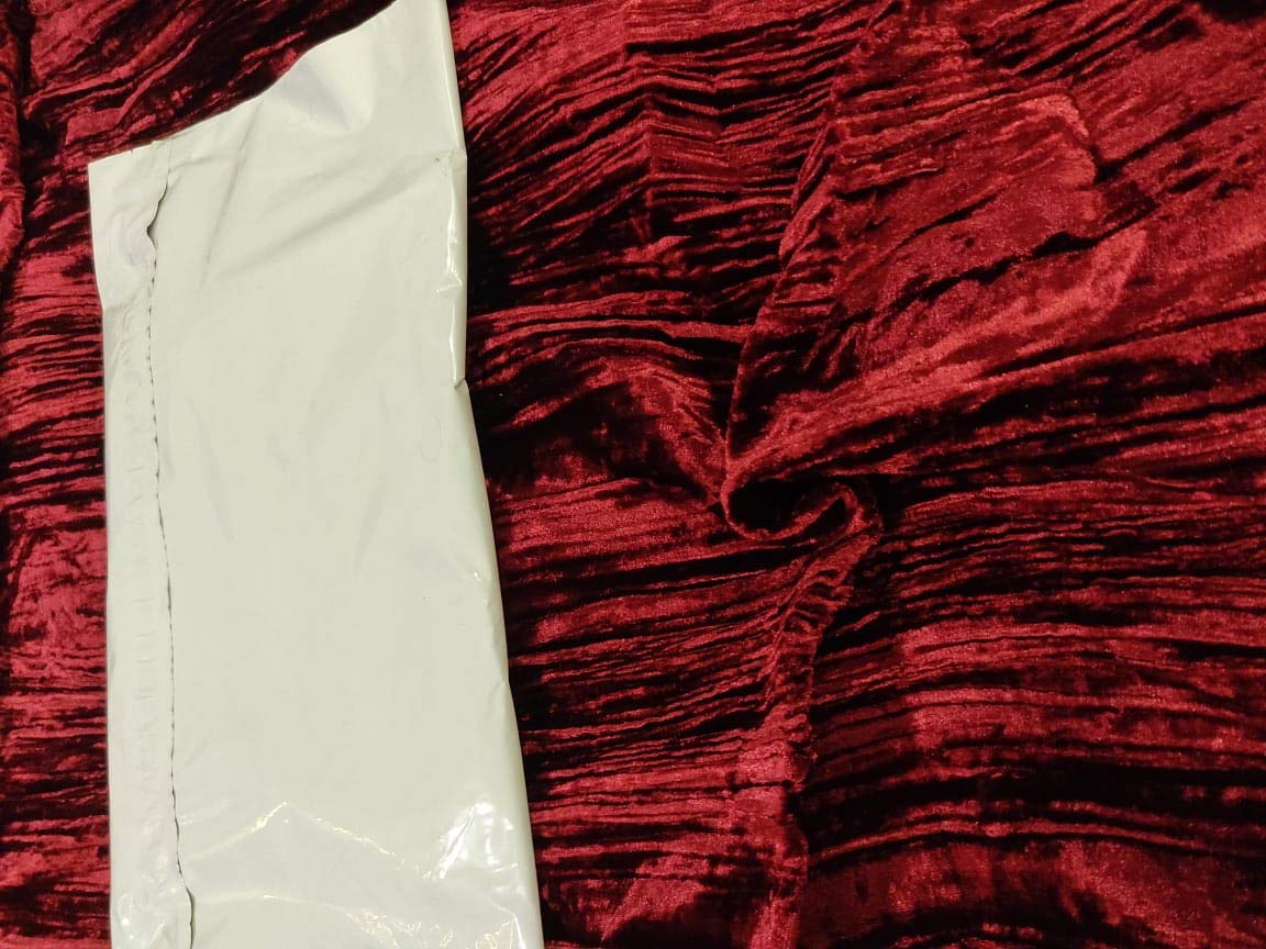 Luxury Crushed Velvet Fabric - Deep Wine Red Color for Elegant Home Decor, DIY Upholstery & Fashion Projects