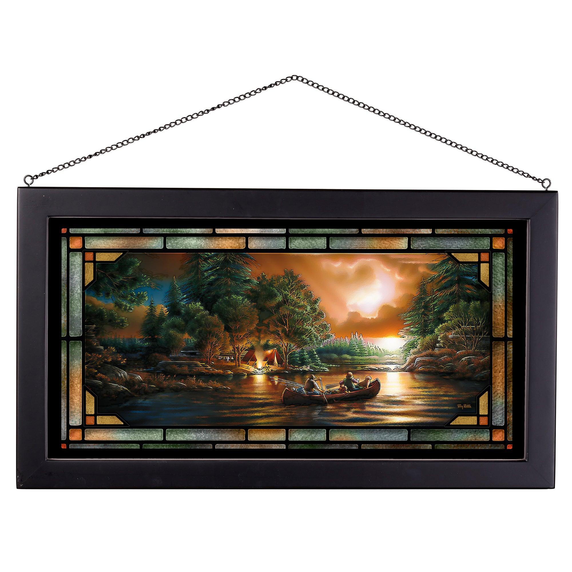 13 x 23 Stained Glass Art Panel - Handcrafted Evening Rendezvous Design for Home Decor, Church Windows & Wedding Venues