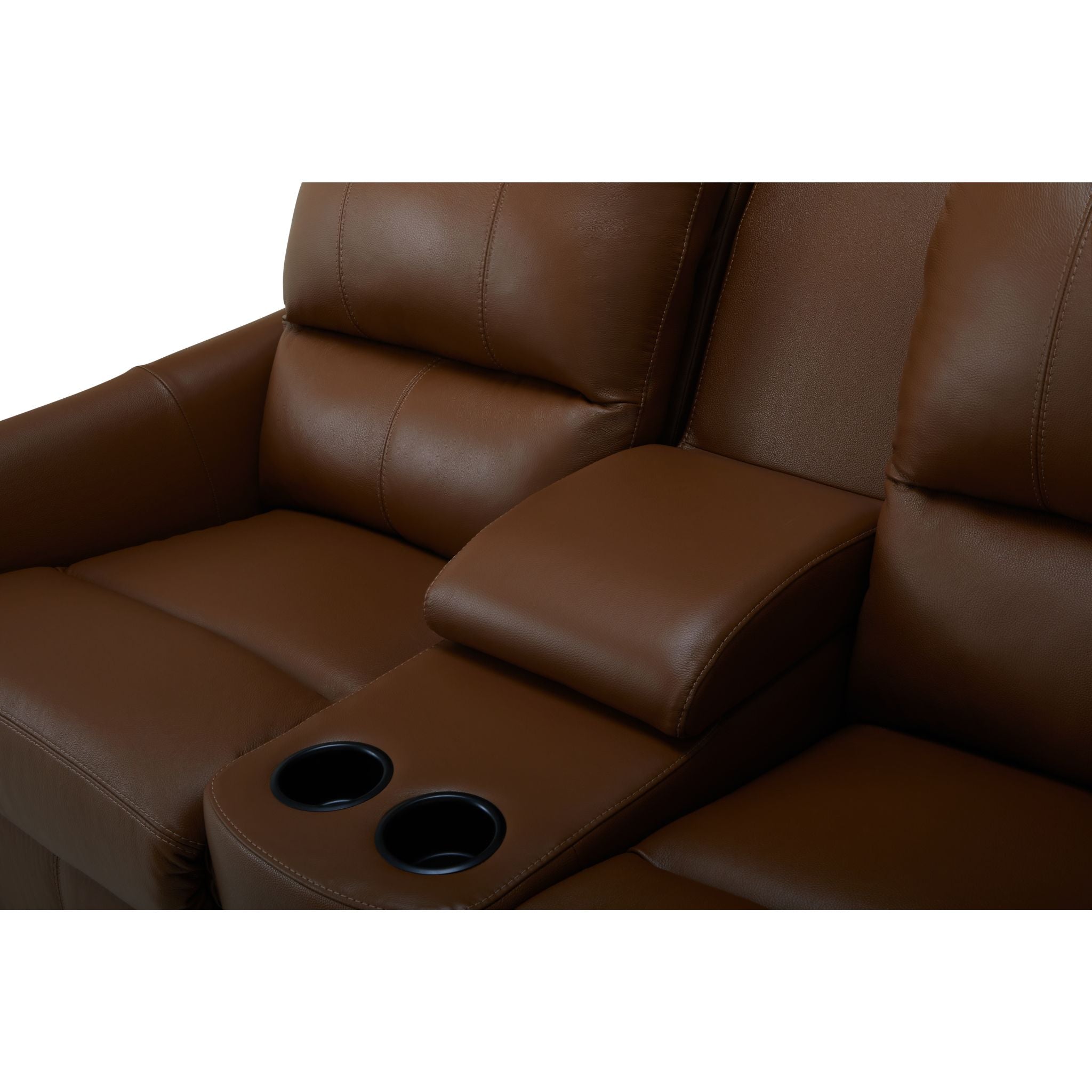 Arlo Power Reclining Loveseat with Console - Valencia Biscotti Fabric - Modern Recliner Sofa for Living Room, Home Theater & Small Spaces