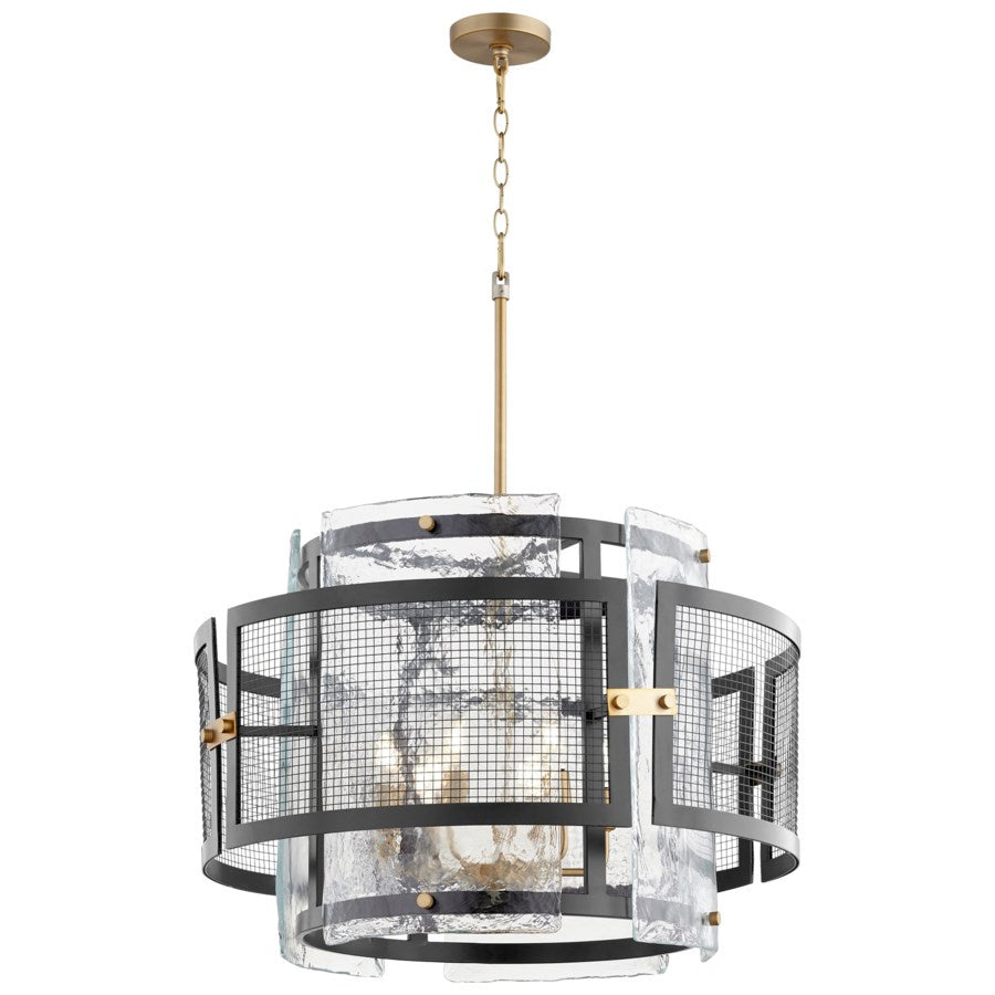 Cyan Design 11118 Panorama Chandelier - Noir & Aged Brass Finish - Medium Size - Elegant Dining Room Lighting for Home Decor