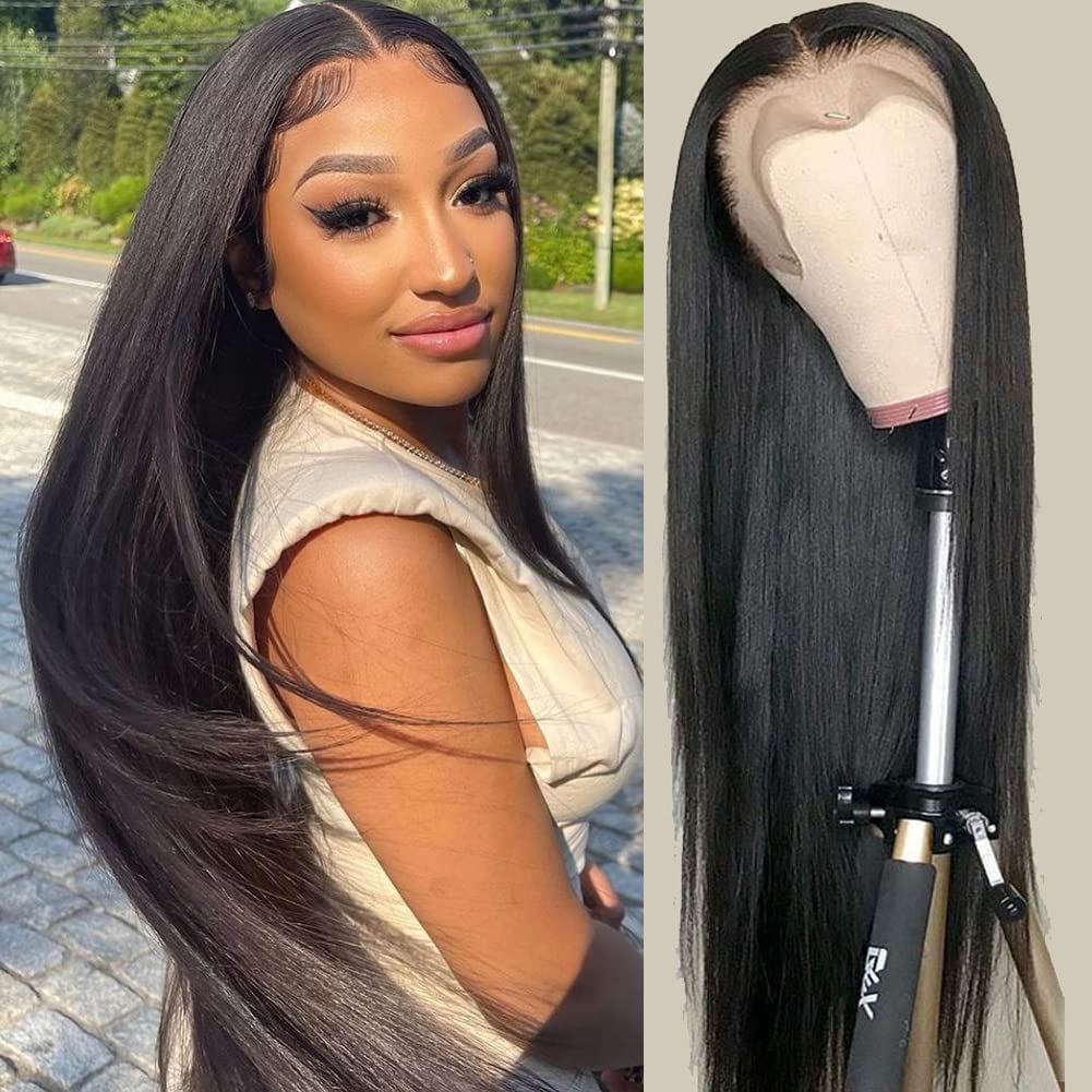 Kelissa 13×4 Lace Front Wig Straight Human Hair Wigs for Black Women - 150% Density Brazilian Virgin Human Hair Lace Front Wigs with Pre-Plucked Hairline & Baby Hair - Natural Color 22 Inch - Perfect for Daily Wear, Special Occasions & Protective Styling