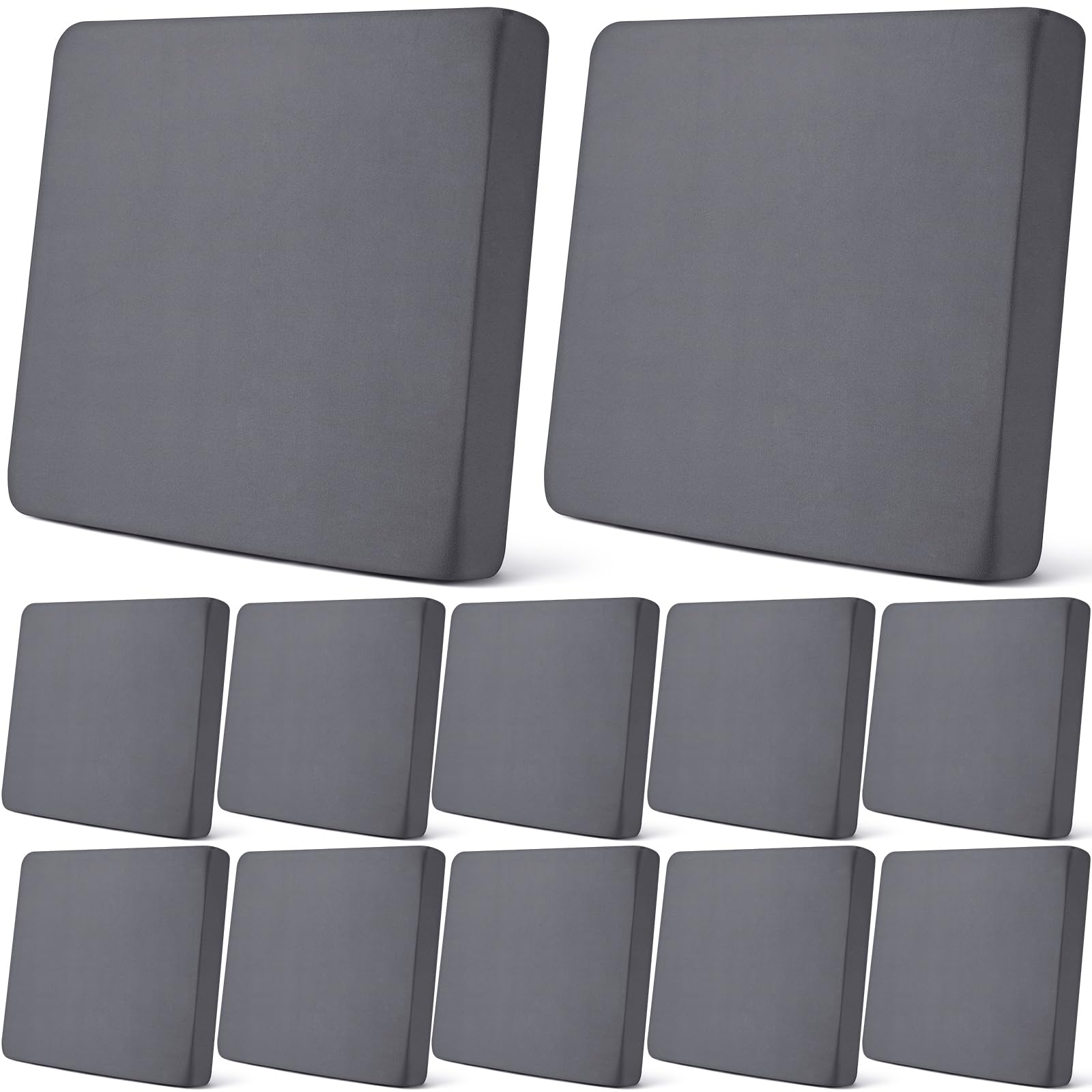 Newwiee 12-Piece Waterproof Stretch Outdoor Cushion Covers Set - Washable Sofa Slipcovers for Patio Furniture (20-27 Inch, Dark Gray) - Perfect for Pet Owners & Outdoor Living Spaces