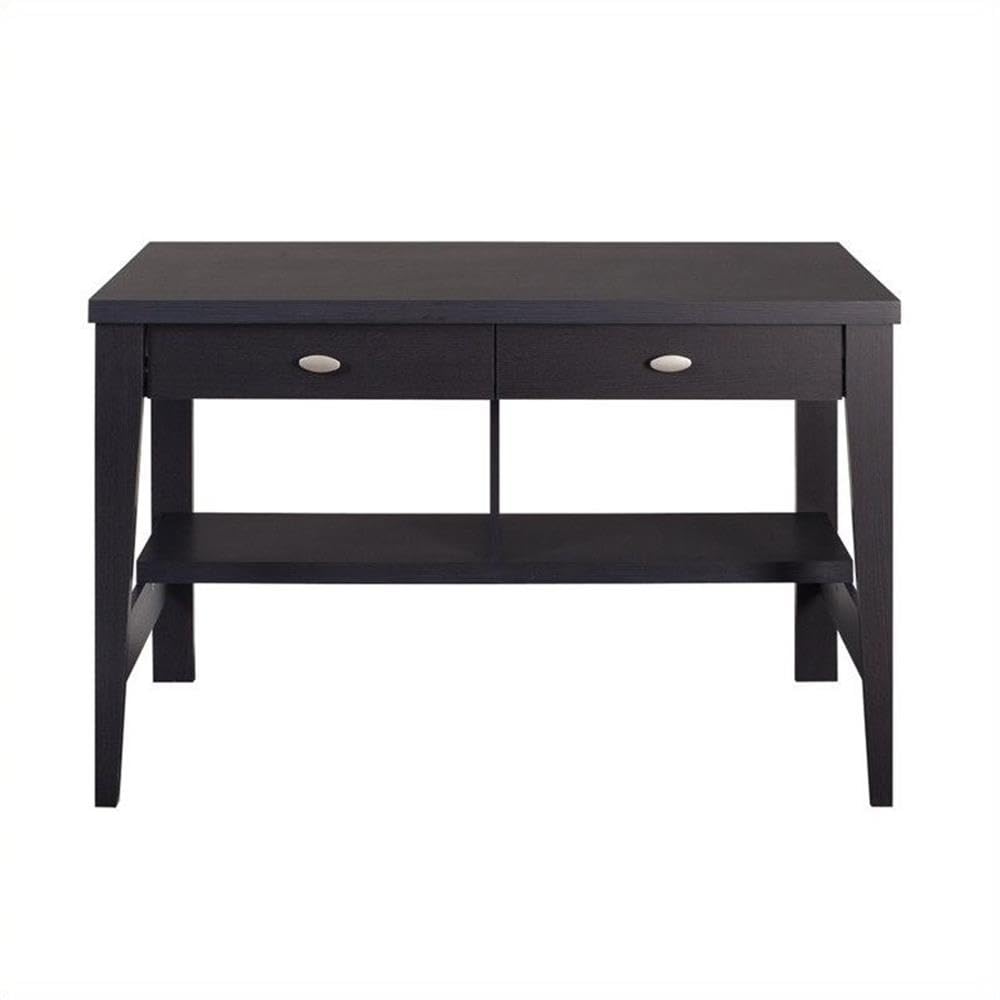 UrbanPro 2-Drawer Engineered Wood Desk with Lower Shelves in Dark Brown - Modern Home Office Furniture for Small Spaces, Study & Work from Home Setup