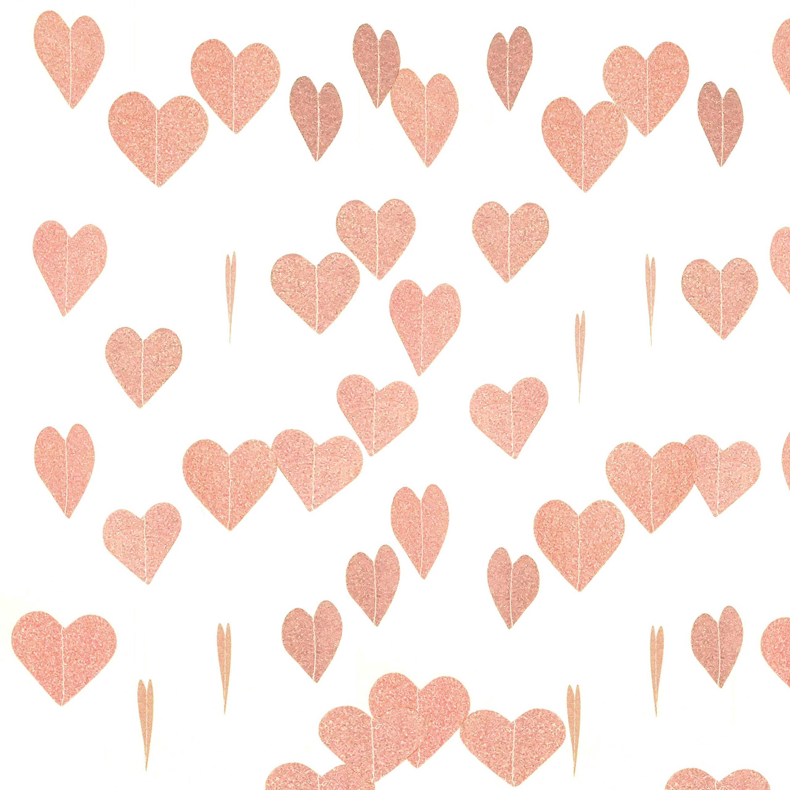 Rose Gold Heart Garland - 26ft Wedding & Party Decor for Valentines, Bridal Shower