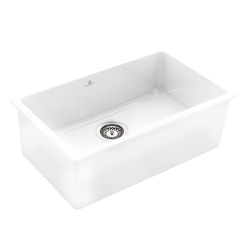 Abey Constance IV Sink 30x57.5 Inches White Ceramic Bathroom Sink - Perfect for Modern Bathroom Vanities and Powder Rooms