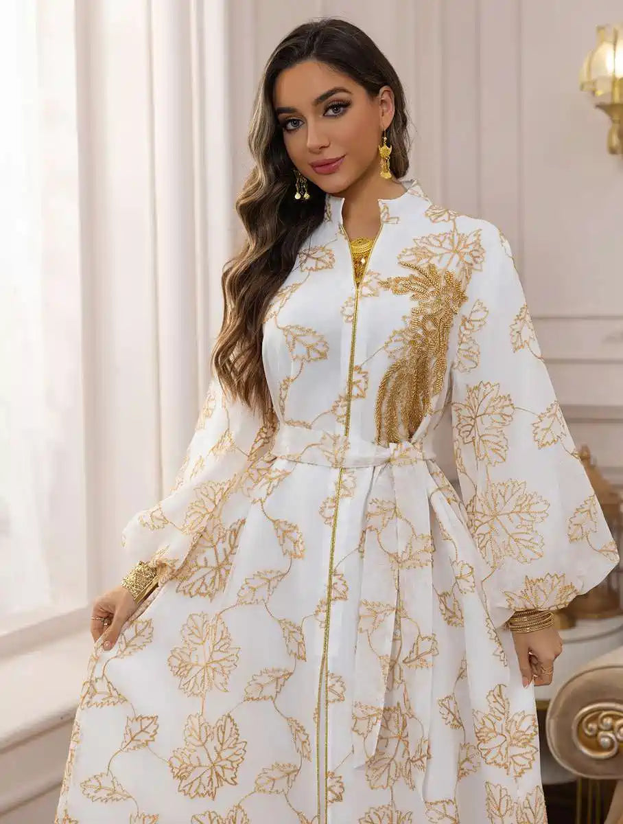 Elegant Eid Sequins Burn Out Doris Caftan Kaftan Dress for Women - Perfect for Holiday Parties, Weddings & Special Occasions #25087