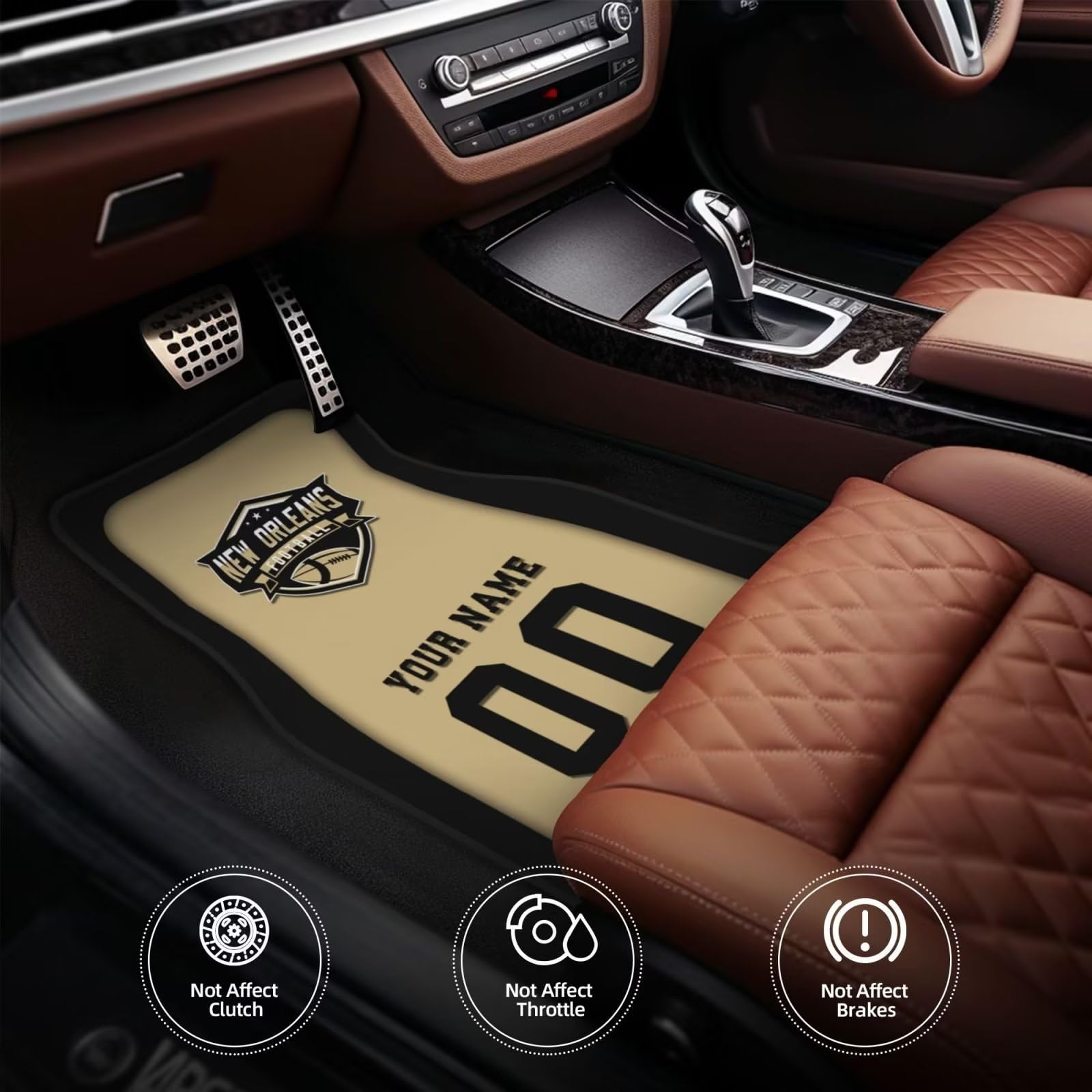Custom New Orleans Car Floor Mats - Personalized Name & Number for Loyal Fans | 4-Piece Set Fits Most Vehicles | Perfect Car Interior Accessories & Thoughtful Gifts for Car Enthusiasts | Ideal for Daily Commute, Road Trips & Car Shows