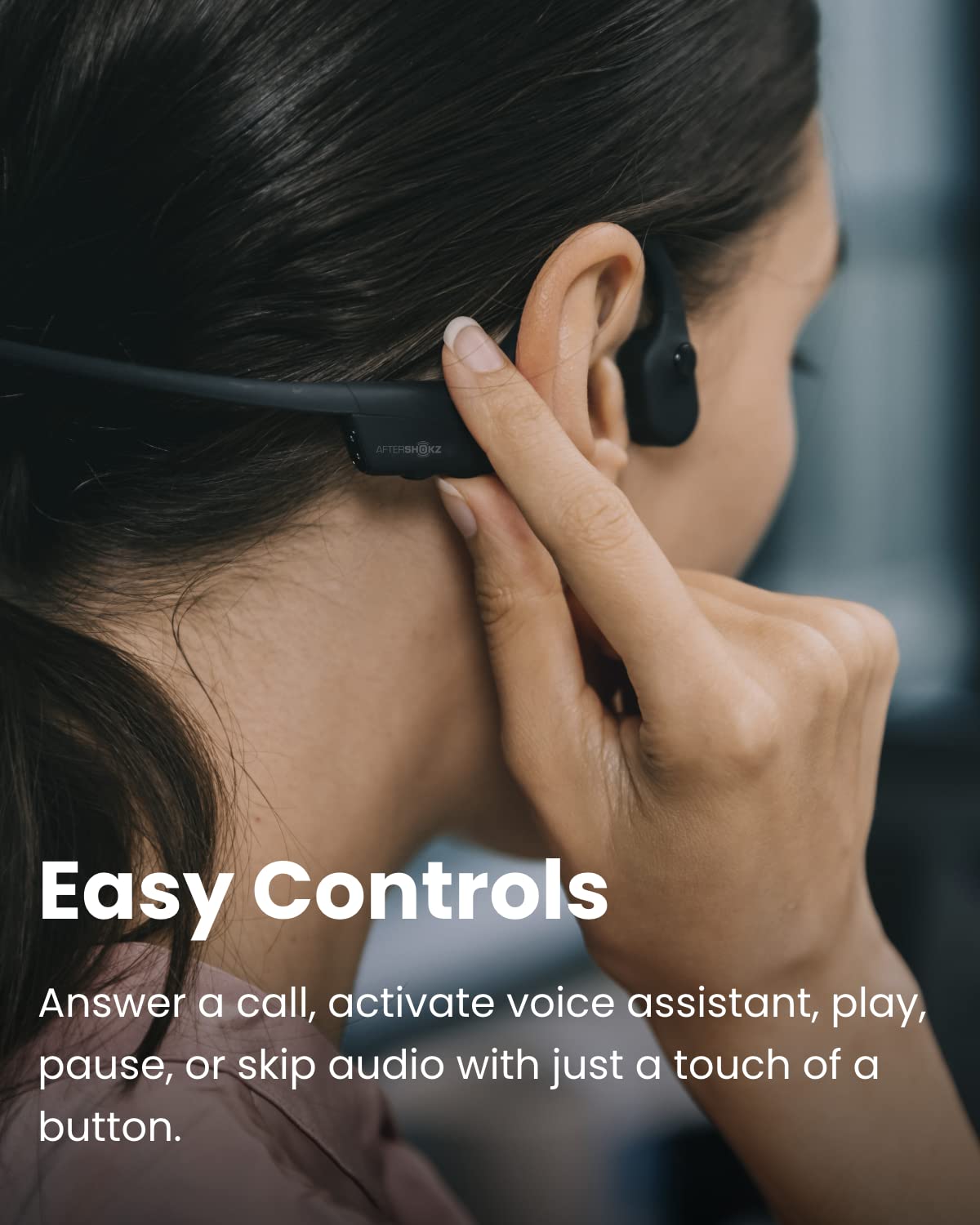 Shokz OpenComm Wireless Bone Conduction Bluetooth Headset with Noise-Canceling Mic - Office, Home, Trucking & Business Use - Black | Hands-Free Calls for Professionals & Drivers