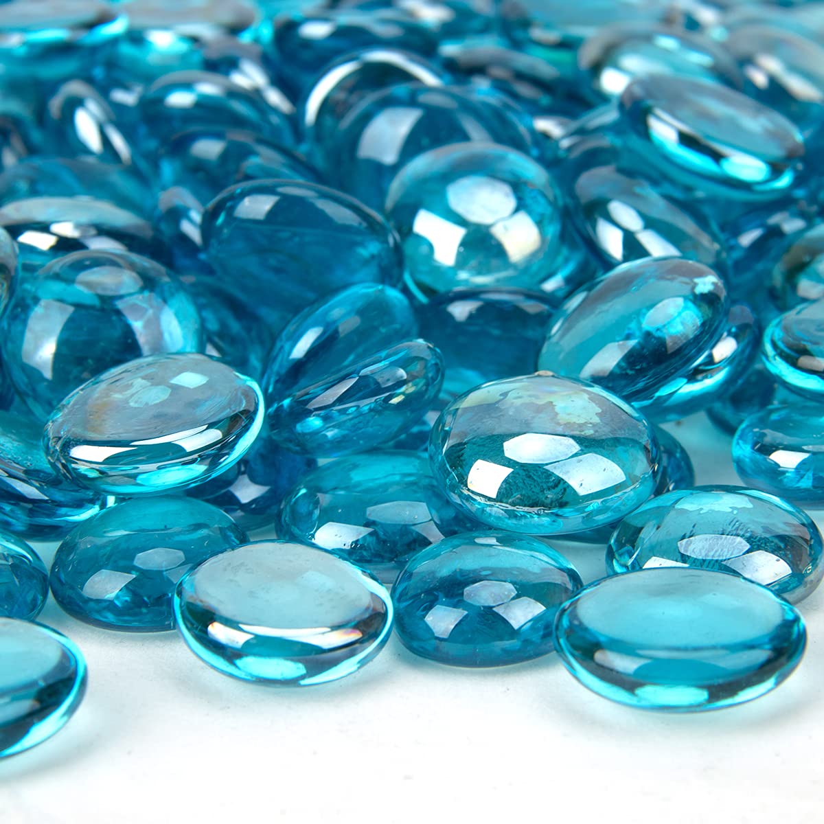 18 Pound Fire Glass Beads - Premium Reflective Azure Blue Fire Pit Glass for Gas Fireplace, Vase Fillers & Aquarium Decor - Enhances Flames & Adds Elegant Sparkle to Indoor/Outdoor Fire Features