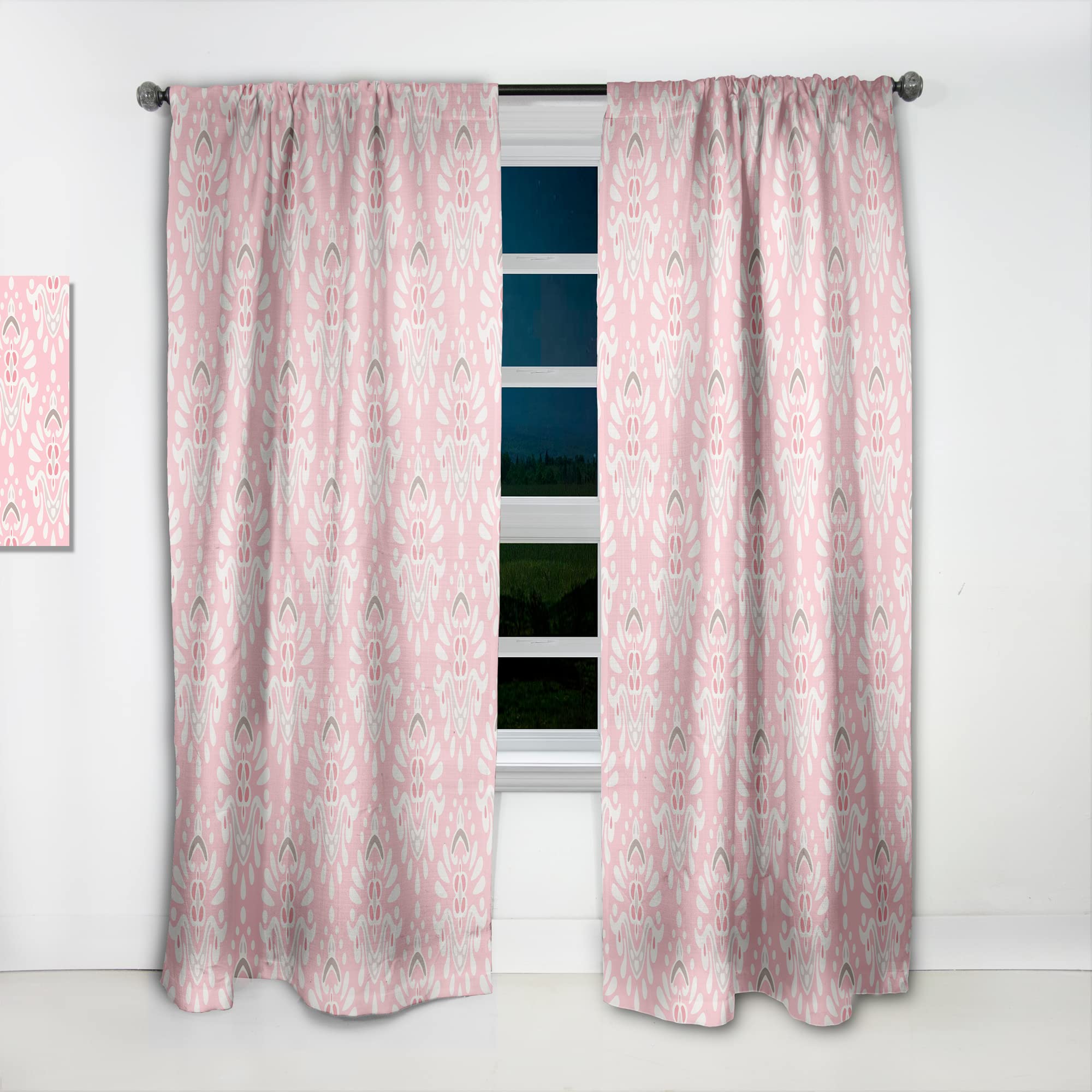 DesignQ Thermal Insulated Pink Tile Pattern Curtains - Single Panel 52x63 Inches - Blackout Drapes for Bedroom & Living Room (Home Decor, Window Treatment, Noise Reducing)