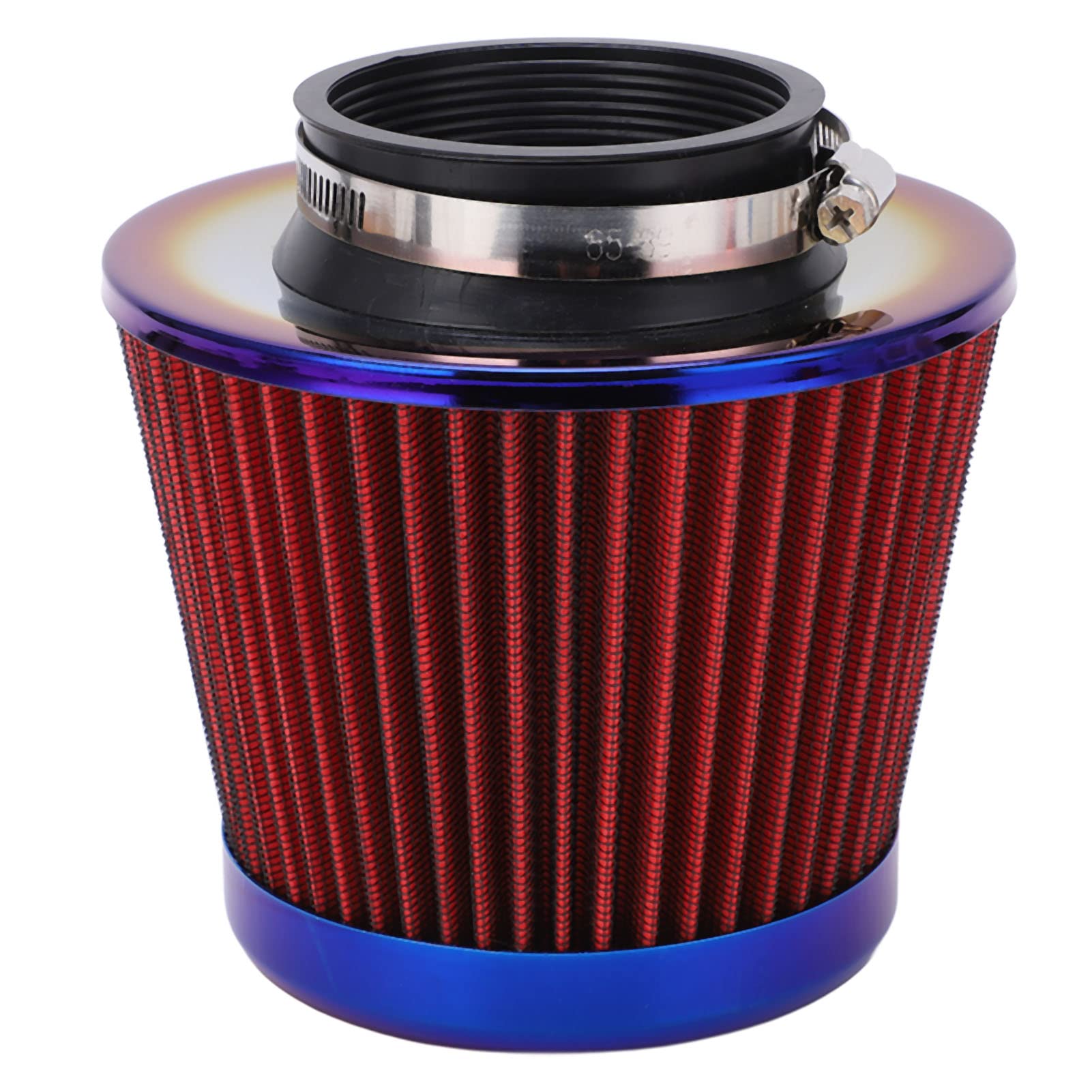 Universal 76mm High Performance Washable & Reusable Cone Car Air Filter - 2 Layer Construction (Red) - Perfect for Racing, Off-Road & Performance Vehicle Upgrades