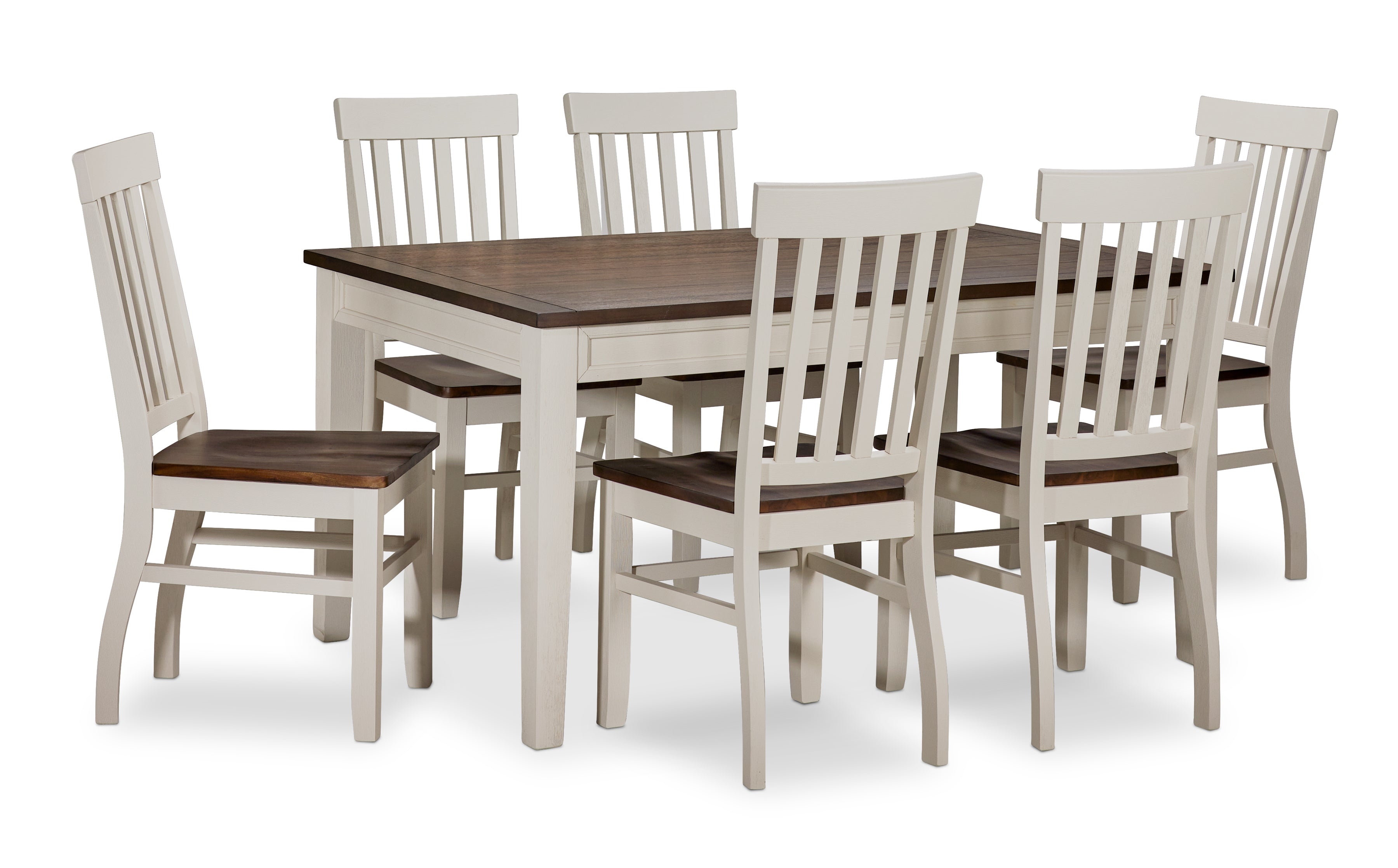 Caylie 7-Piece Dining Set - Ivory & Driftwood Finish - Modern Kitchen Table & Chairs for Small Spaces, Breakfast Nook, or Apartment Dining