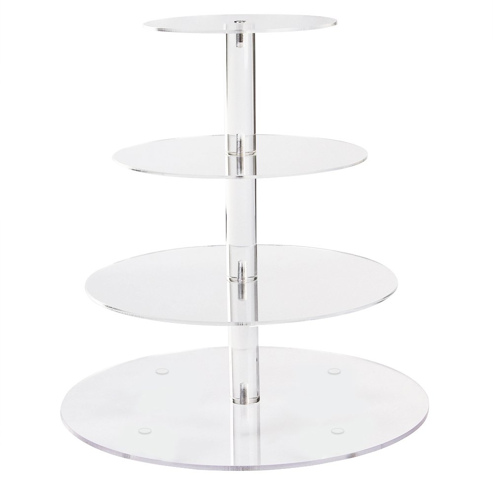 YestBuy 4-Tier Acrylic Cupcake Stand - Premium Clear Display Tower Holds 38 Cupcakes - Perfect for Wedding, Birthday Party & Pastry Showcase - Durable Cupcake Holder for Bakeries & Events
