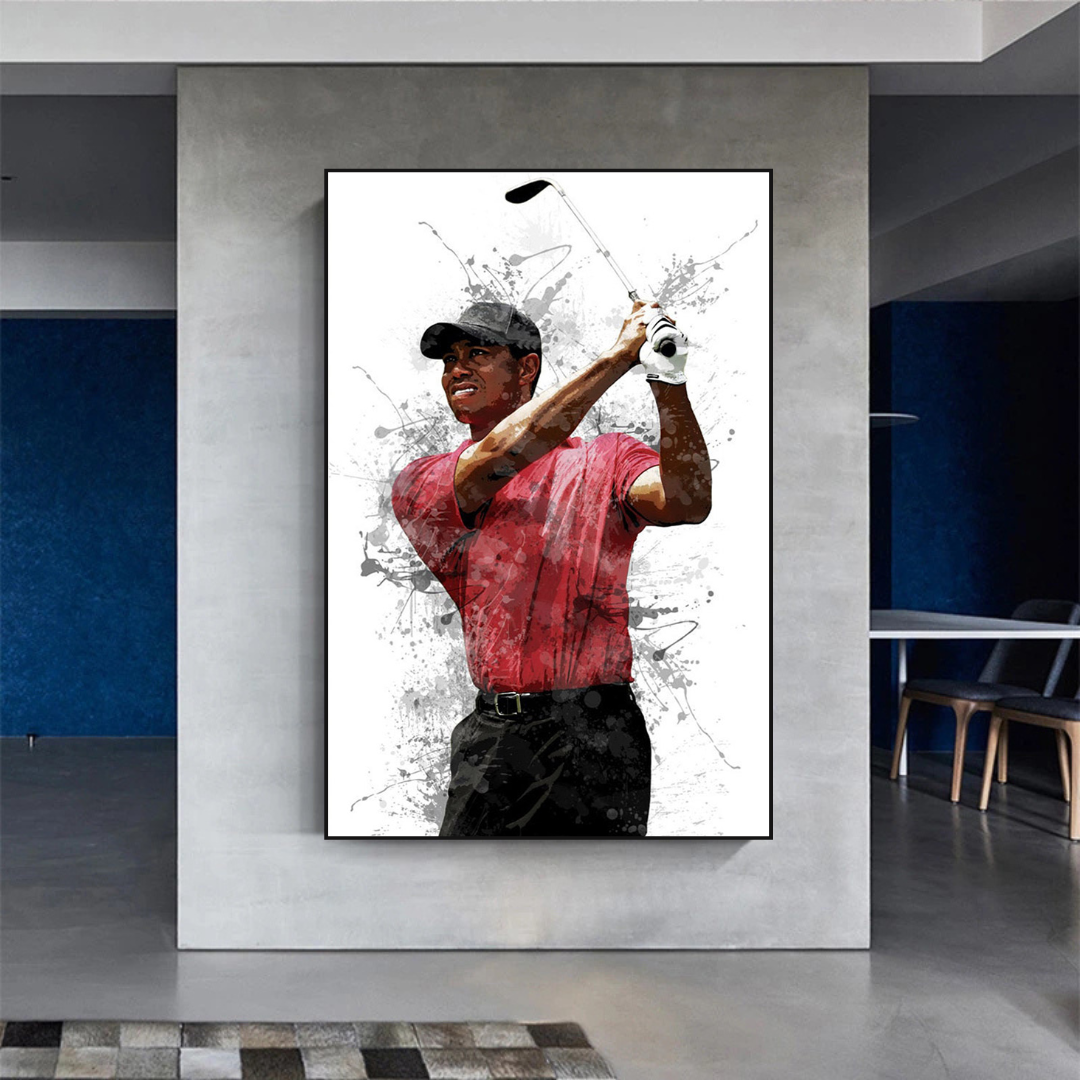 Tiger Woods Canvas Wall Art - Premium Sports Memorabilia for Golf Lovers | Perfect for Home, Office & Man Cave Decor