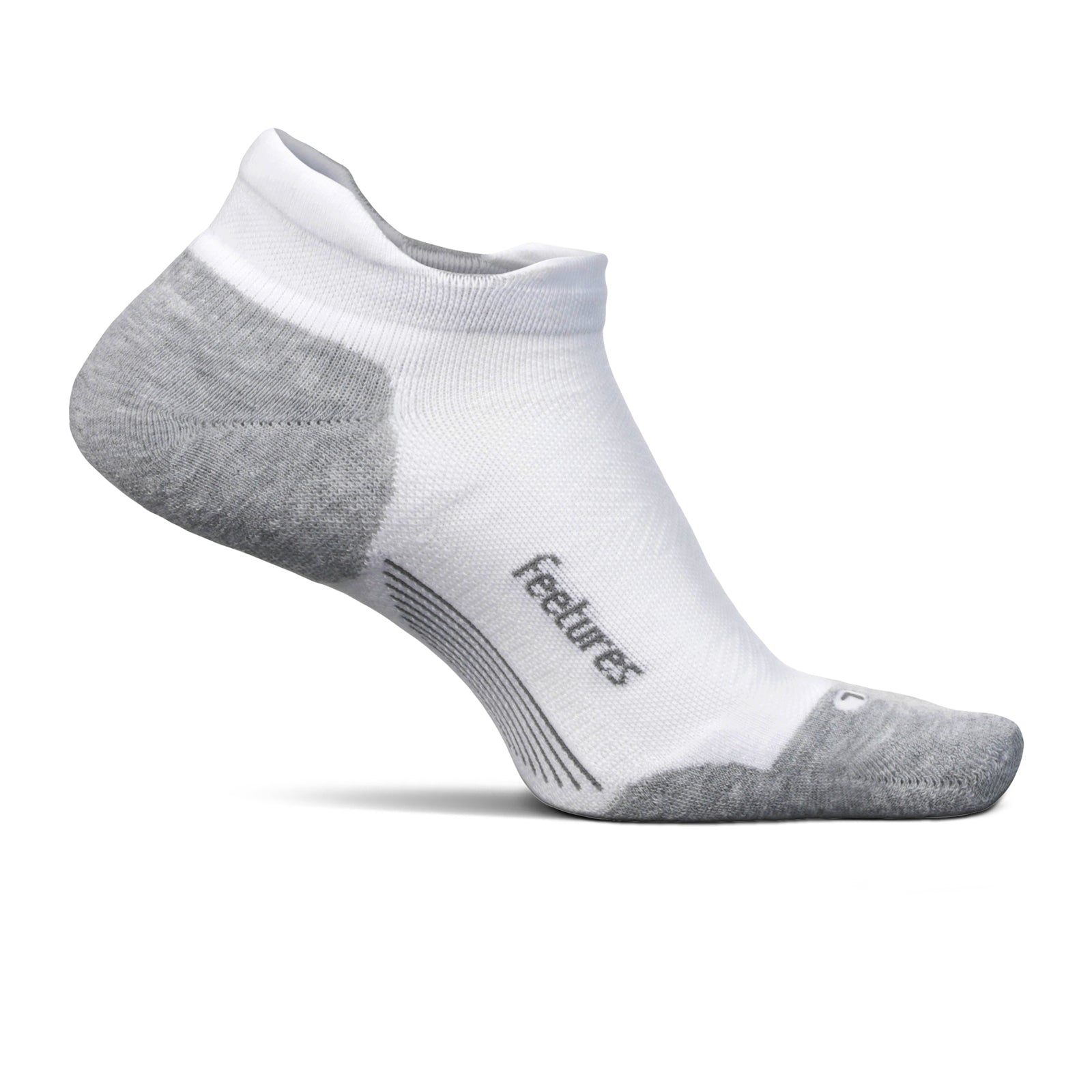 Feetures EC504158 Elite Max Cushion No Show Tab Socks - Unisex Athletic Running Socks for Men & Women - Breathable White Performance Socks for Sports, Gym & Everyday Wear