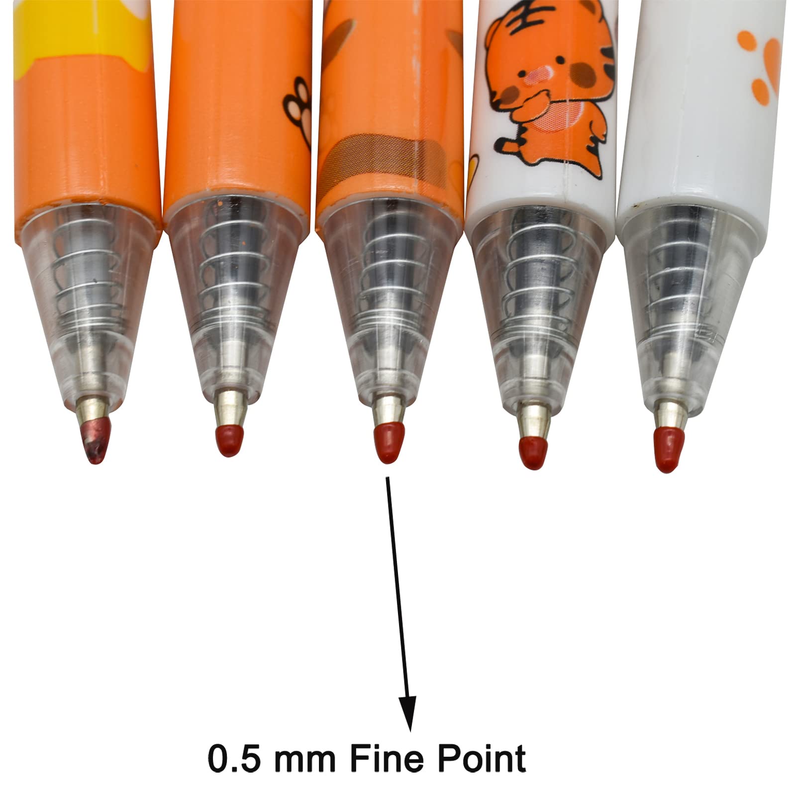 Maydahui 12 Pack Cute Cartoon Tiger Gel Pens - Retractable Black Ink Writing Pens for Kids, Boys, School, Office & Party Supplies - Perfect for Note Taking, Homework, Gift Giving & Art Projects