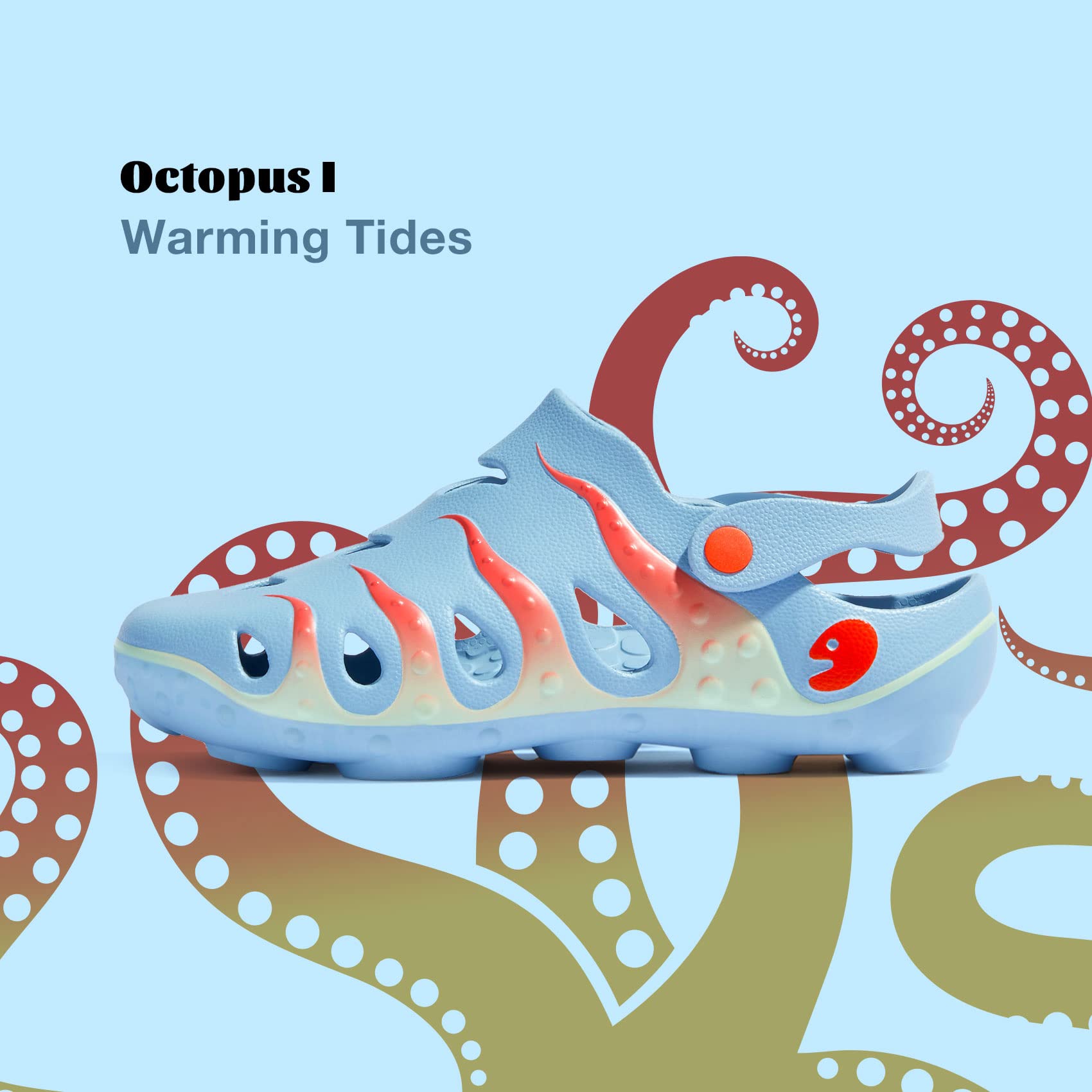 UIN Men's Clog Garden Shoes - Slip On Beach Outdoor Slippers & Sandals with Octopus Design - Perfect for Beach, Pool, Garden and Casual Wear