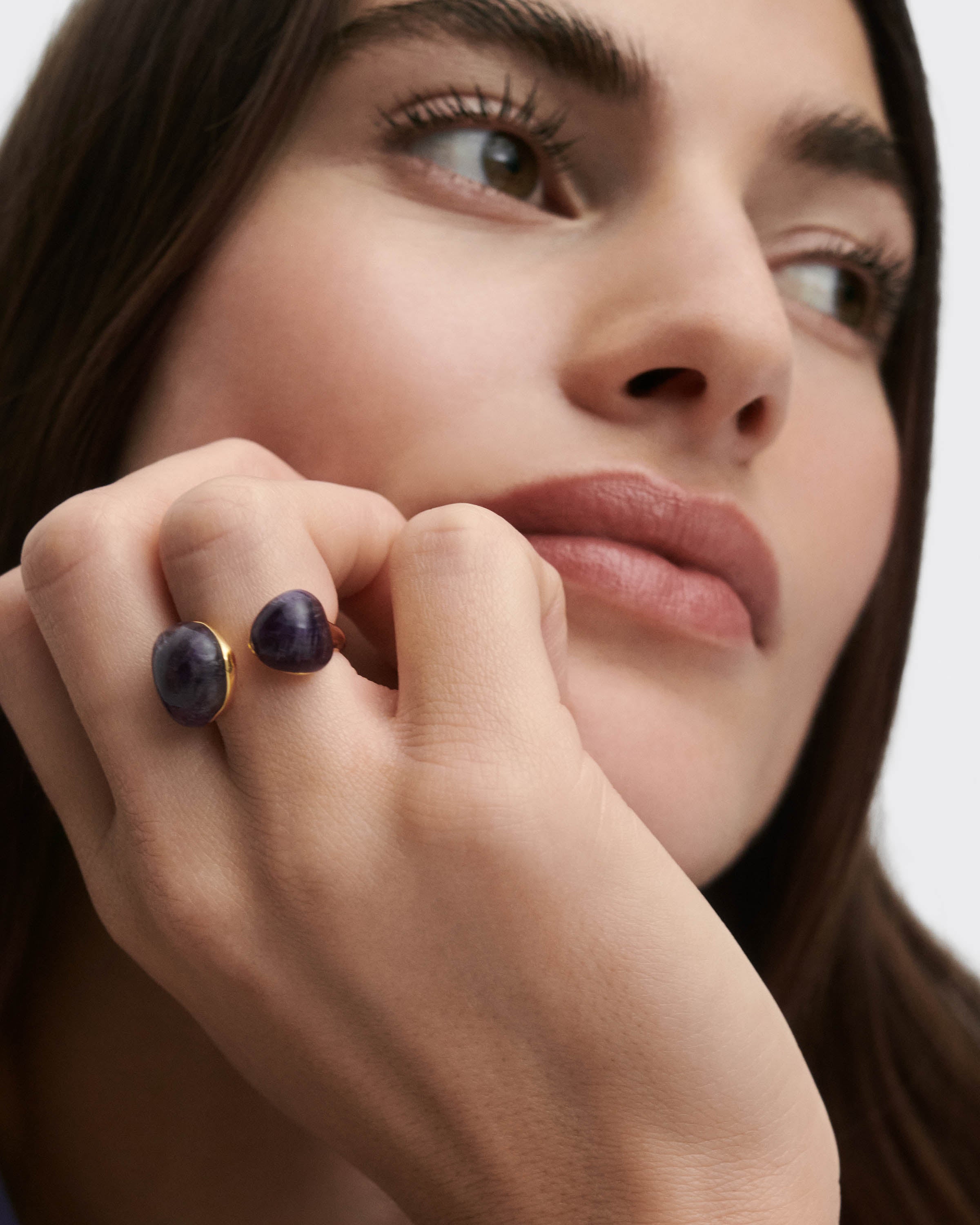 GRID 2 Amethyst Gravity Ring - Elegant Healing Crystal Jewelry for Stress Relief & Positive Energy | Perfect for Meditation, Yoga & Spiritual Gifts