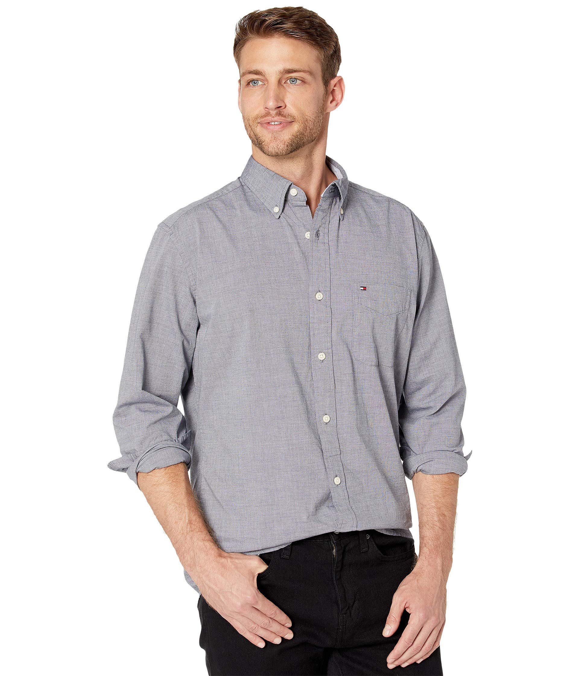 Tommy Hilfiger Men's Classic Fit Long Sleeve Button-Down Shirt | Casual Business & Office Wear | Perfect for Work, Date Night & Formal Events