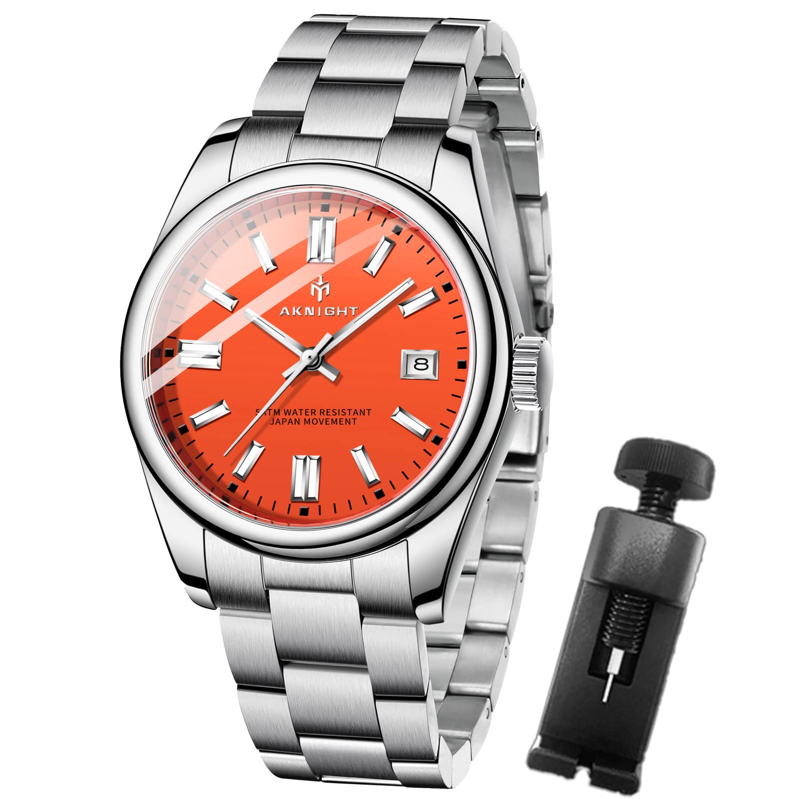 Waterproof Stainless Steel Men's Watch - Analog Chronograph Dress Watch with Luminous Hands | Fashionable & Easy to Read | Perfect Gift for Him | Ideal for Business, Formal Events & Everyday Wear