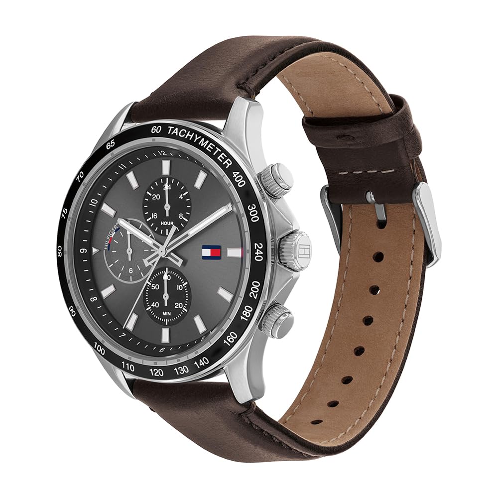 Tommy Hilfiger Men's Light Brown Leather Strap Analog Quartz Watch - 1792015 | Classic Casual & Business Timepiece for Everyday Wear