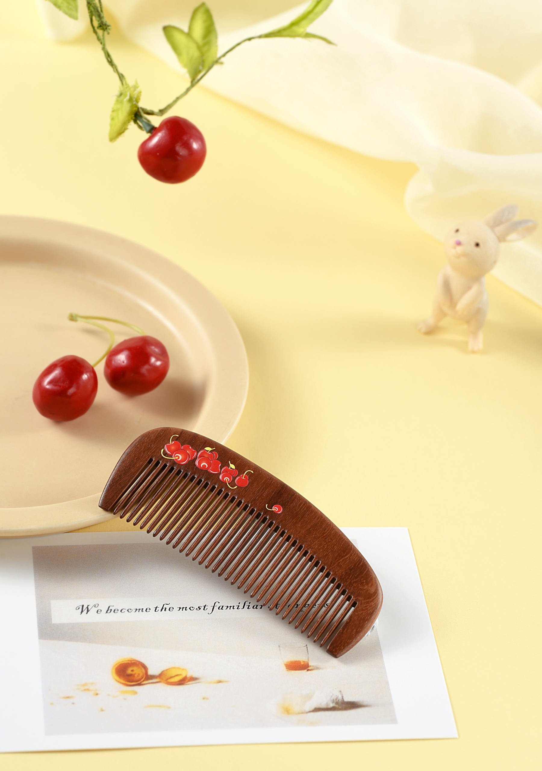 Premium Swartzia Wood Hair Comb for Detangling & Styling - Natural Cherry Finish - Perfect for Daily Hair Care & Salon Use