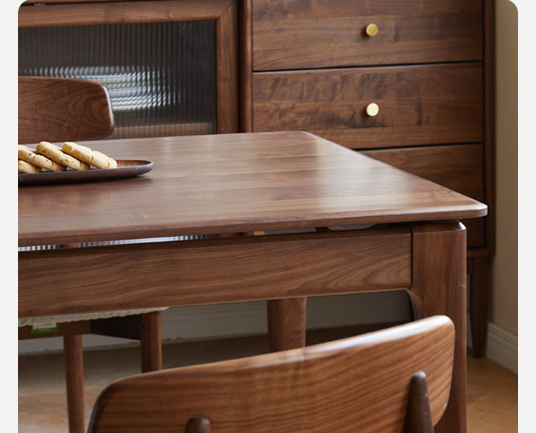 Solid Black Walnut Wood Rectangular Dining Table - 8 Seater Long Farmhouse Table for Dining Room & Kitchen | Rustic Home Decor & Entertaining Furniture