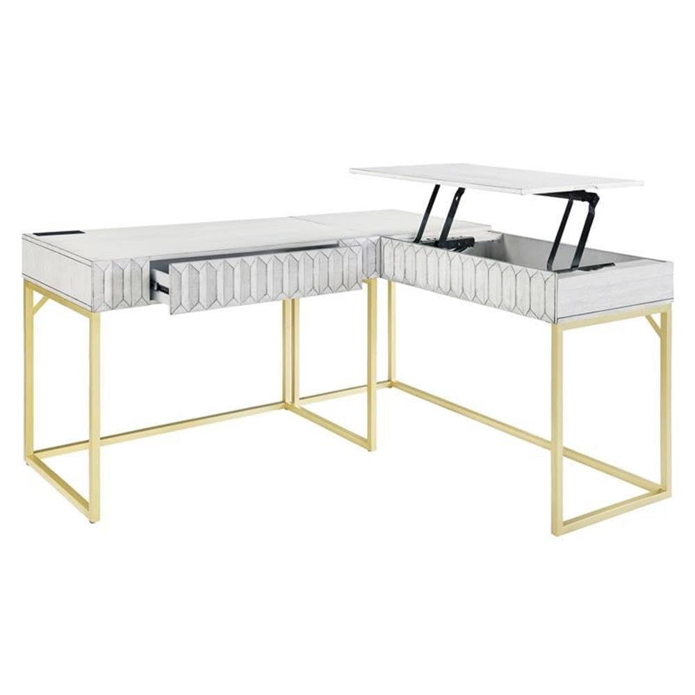 Furniture of America Giffore Wood 2-Piece White Writing Desk Set - Home Office Desk & Chair for Study, Work, and Small Spaces
