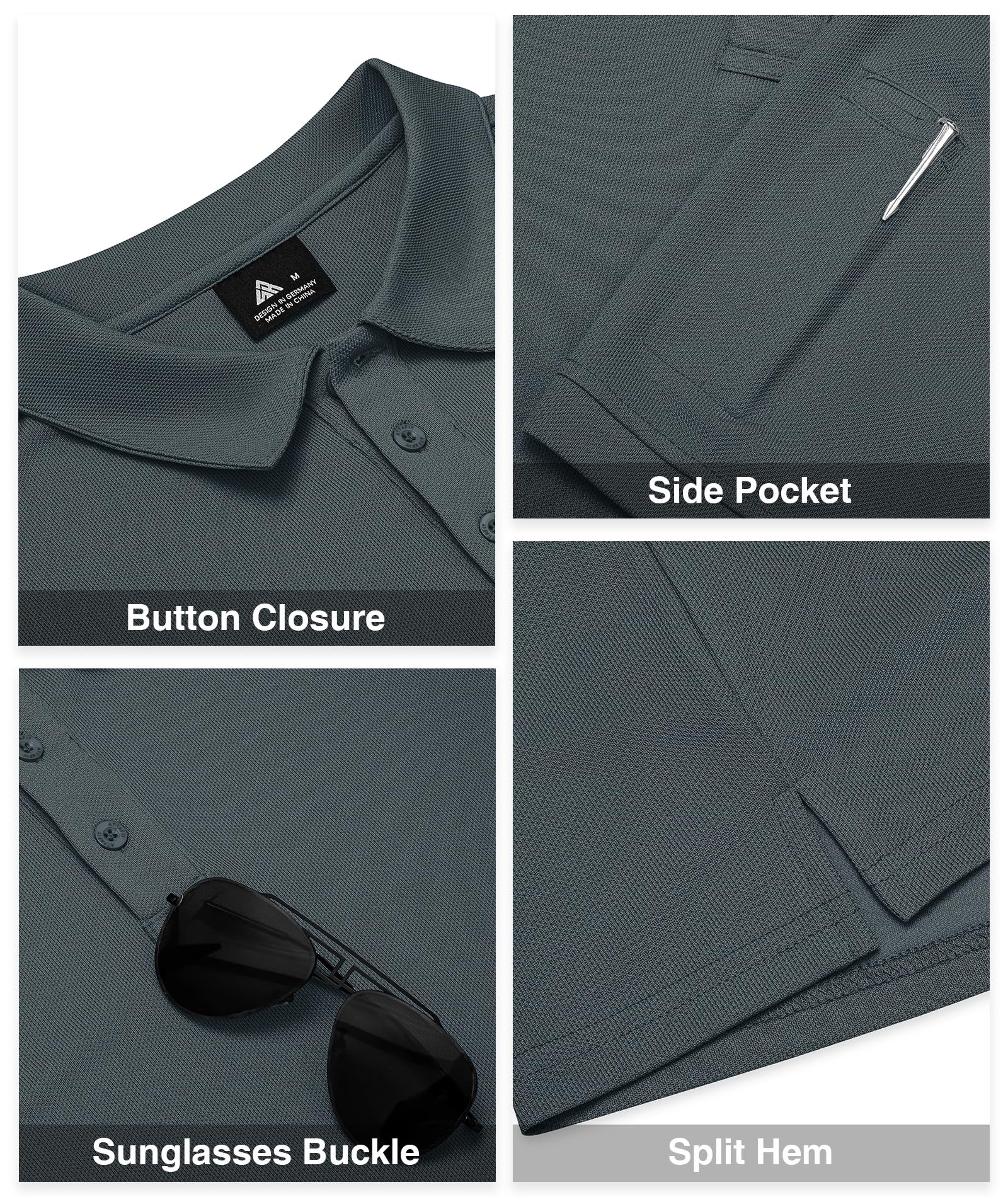 ZITY 3 Pack Men's Tactical Polo Shirts - Moisture Wicking Golf & Sports Short Sleeve Shirts with Pocket - Breathable Summer Casual Wear for Outdoor, Work & Travel
